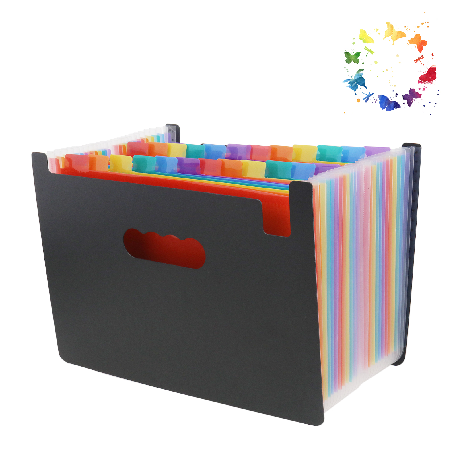 Upgrade 24 Pockets Colored Expanding A4 File Folder Paper Holder with Labels 786862901821 | eBay