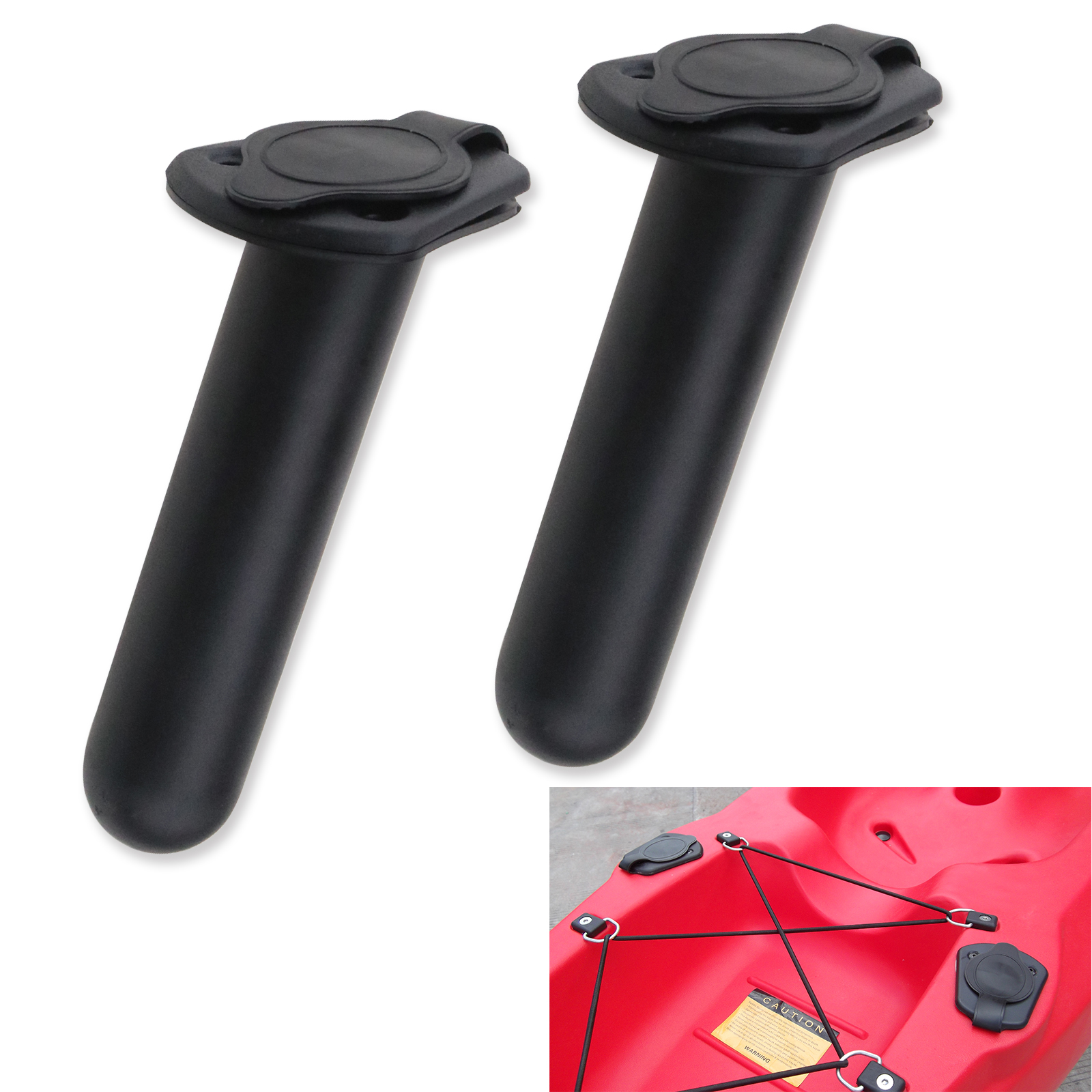 Round Base Black Plastic Flush Mount Rod Holders With Rubber Fishing