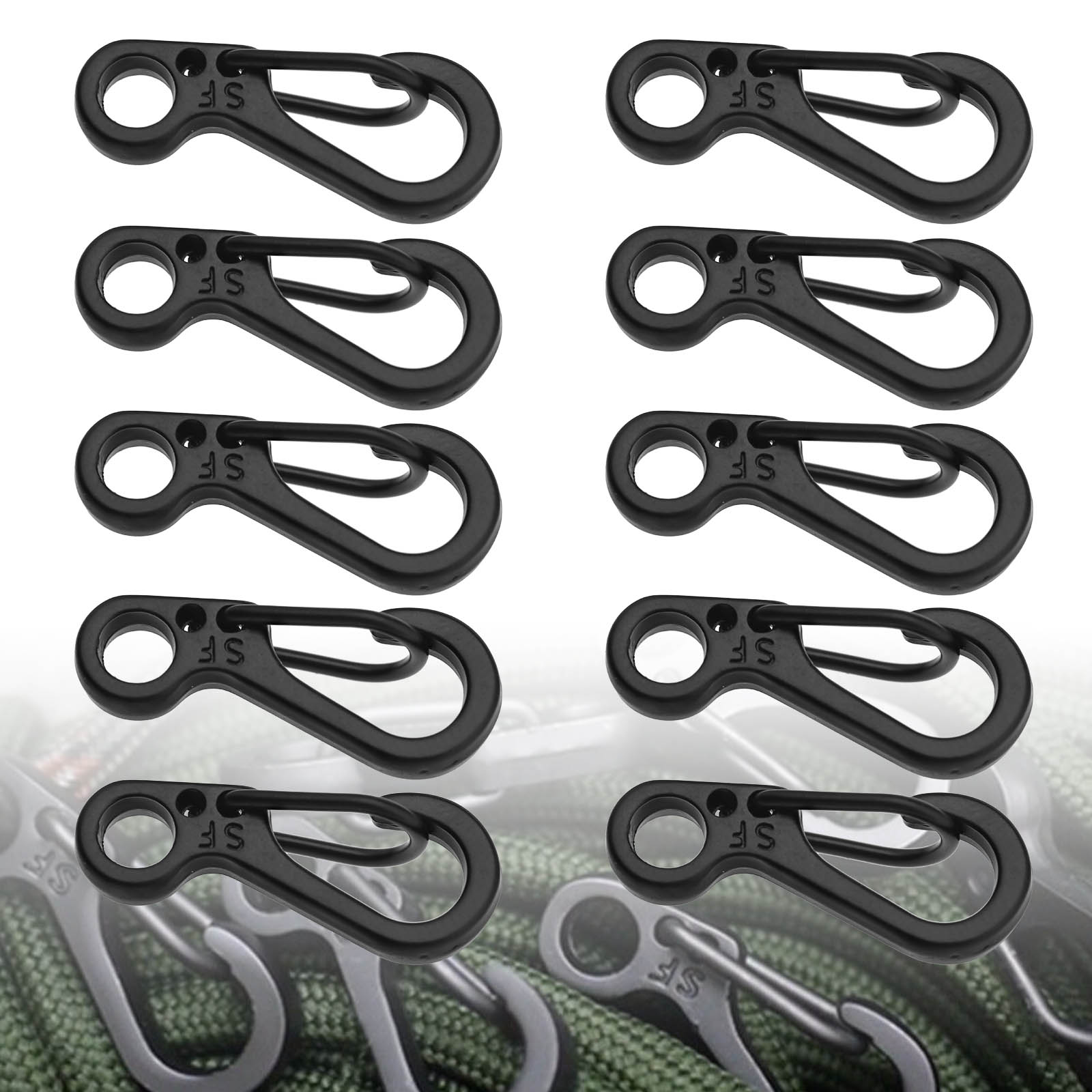 Black Paracord Mini EDC Carabiner Snap Spring Clips Hook Useful