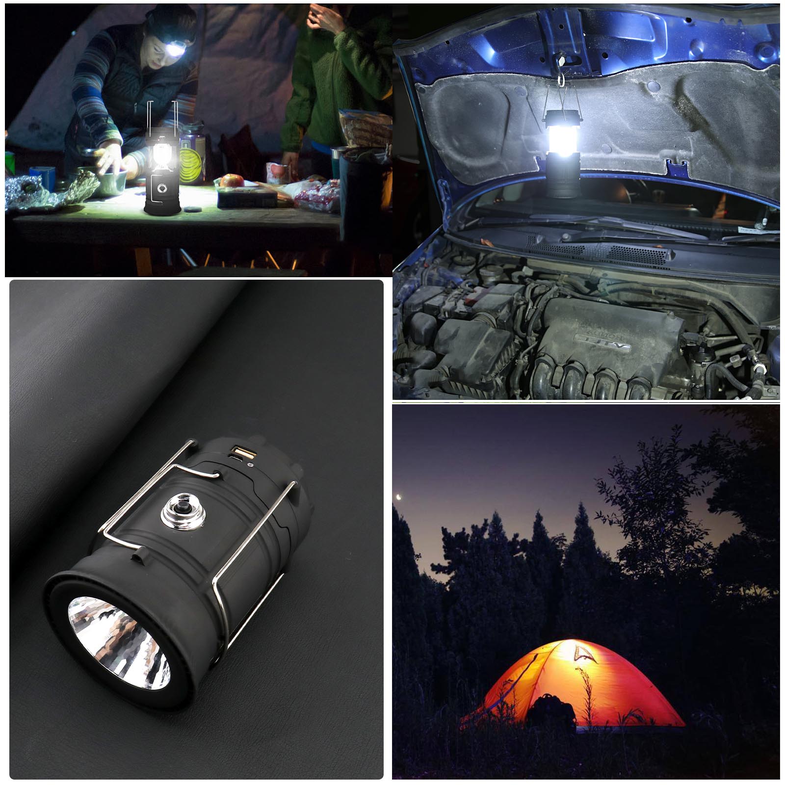 LED 16 Énergie Solaire Tente Camping Nuit Lumière Lampe Gonflable Packlite