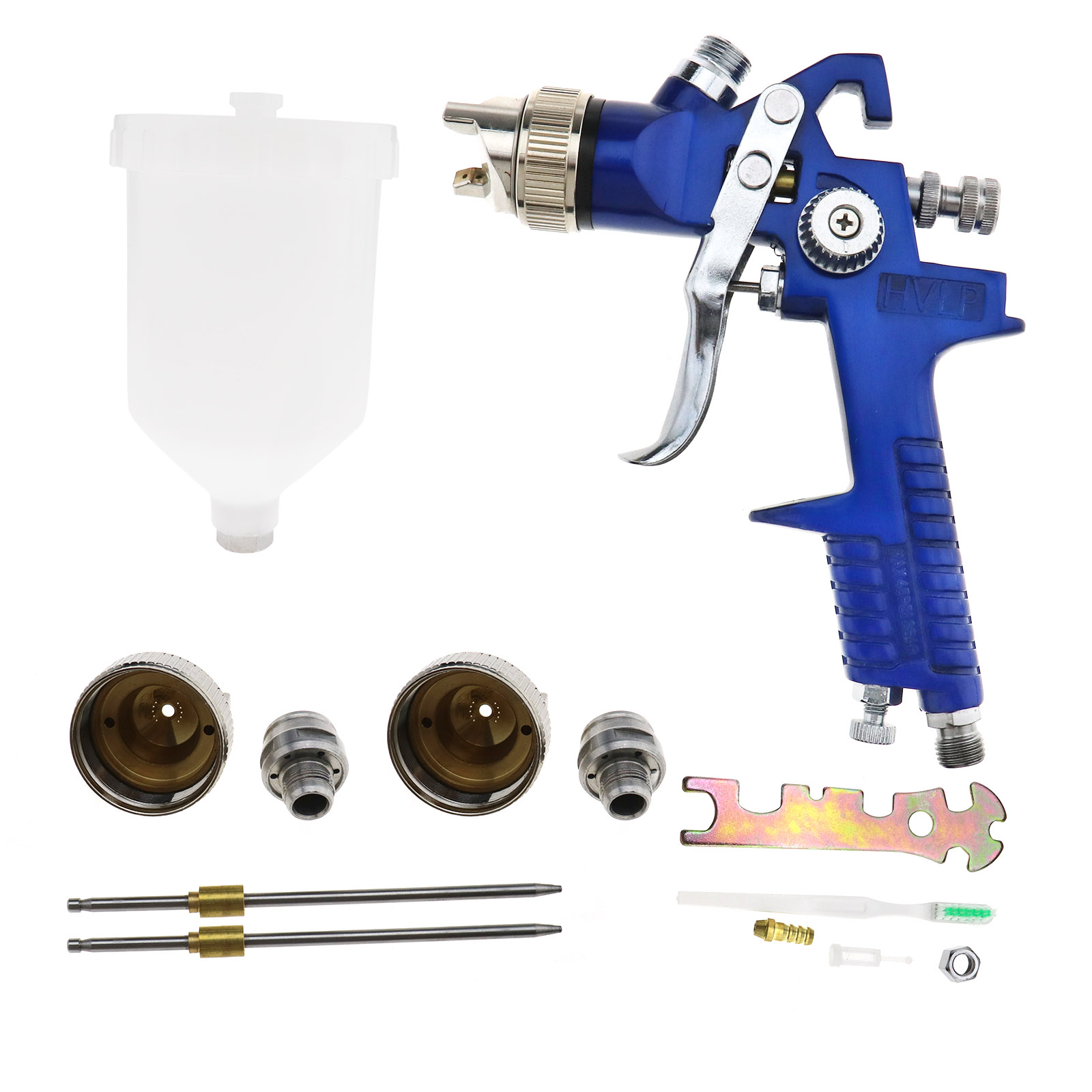 Profi Farbspr/ühsystem mit 600 ml Plastikbecher und Edelstahld/üse 1,3mm D/üsensatz 2,0mm HVLP Lackierpistole Spritzpistole H-827P