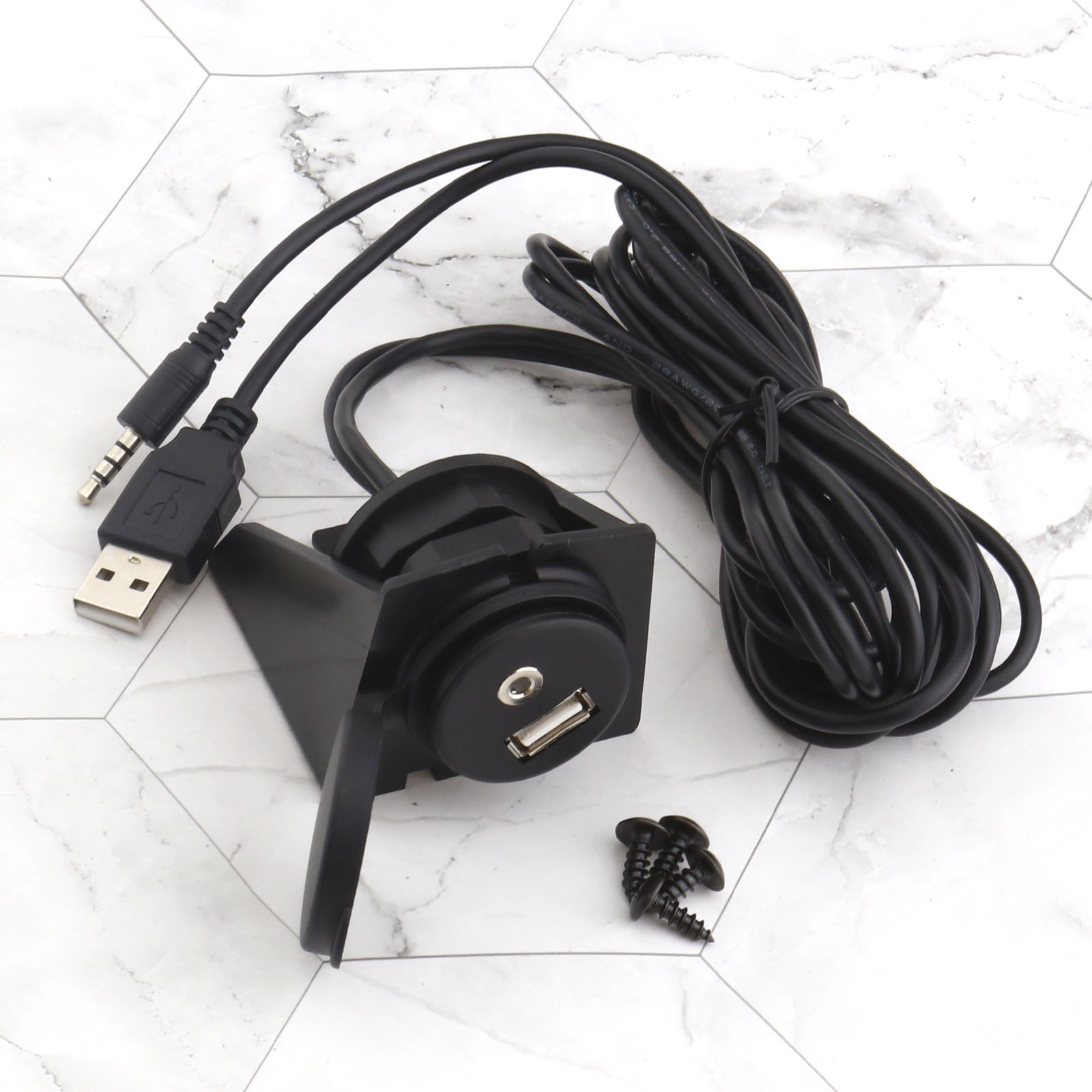 Car Stereo In Dash Mount USB AUX Adapter Port Extension Cable