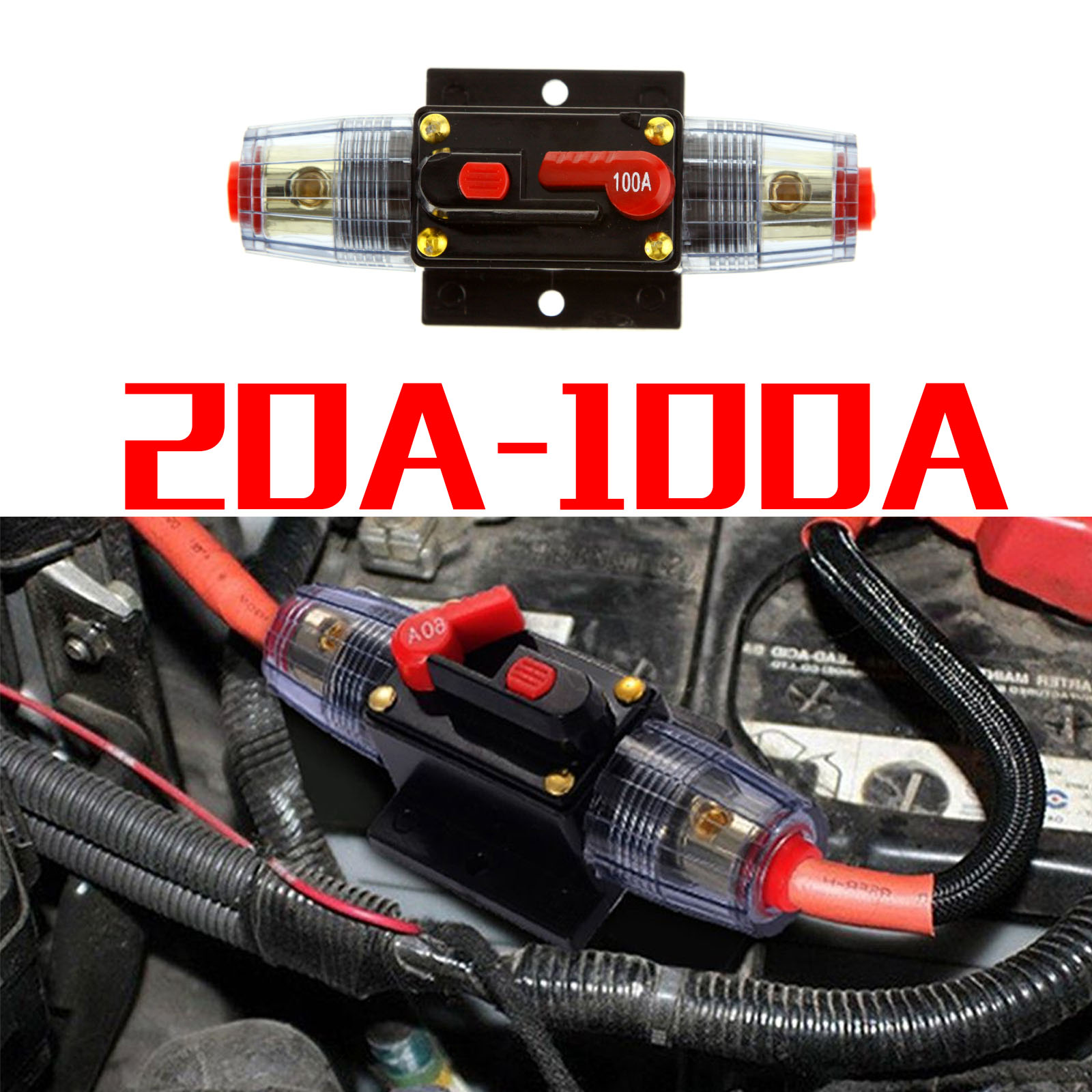 KFZ Rubber 40//60//100A Automatiksicherungshalter Sicherung Halter Automat 12V