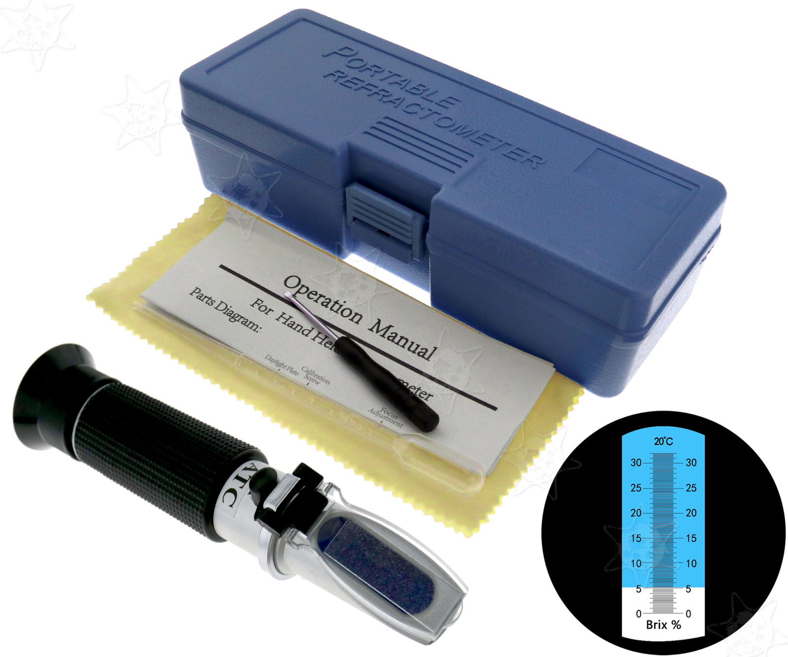 032 Brix Scale Sugar Wine Beer Fruit Refractometer With Carrying Case