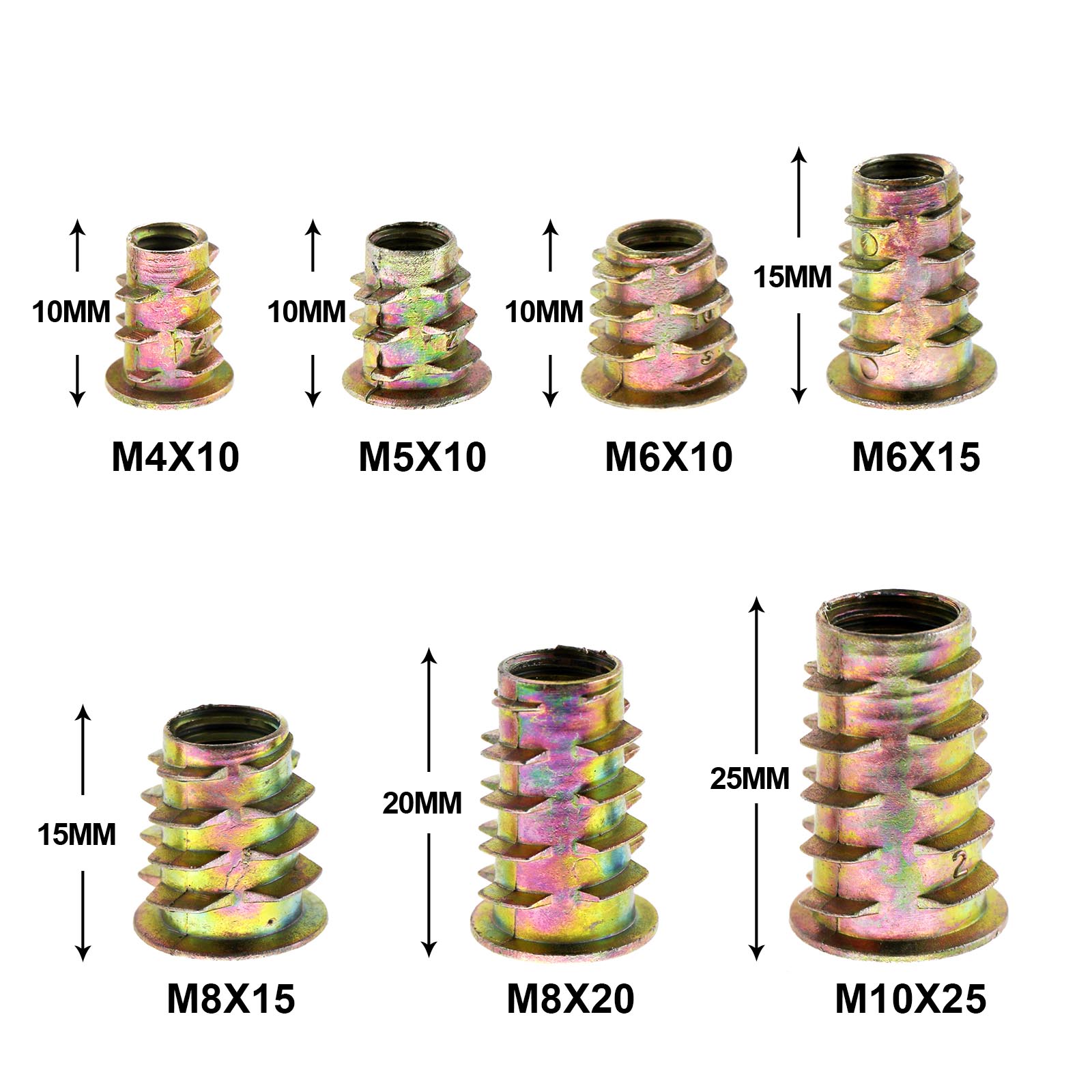 100pcs M4 M5 M6 M8 M10 Threaded Insert Nutsert Wood Screw Fixing Nuts