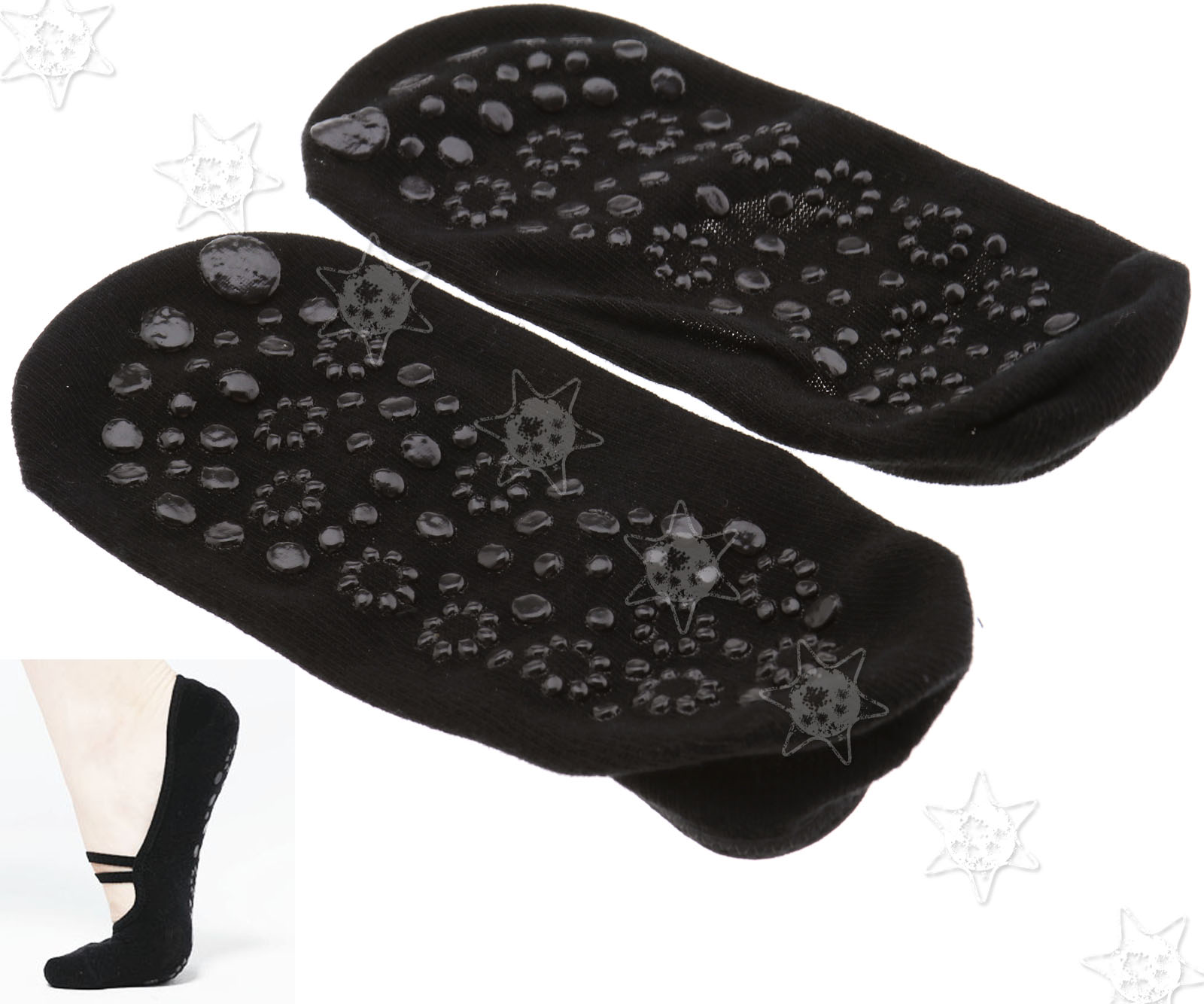 2tlg Anti-Rutsch Yoga Socken Ohnezehen Tanz Pilates Sneaker 19-23cm KIT