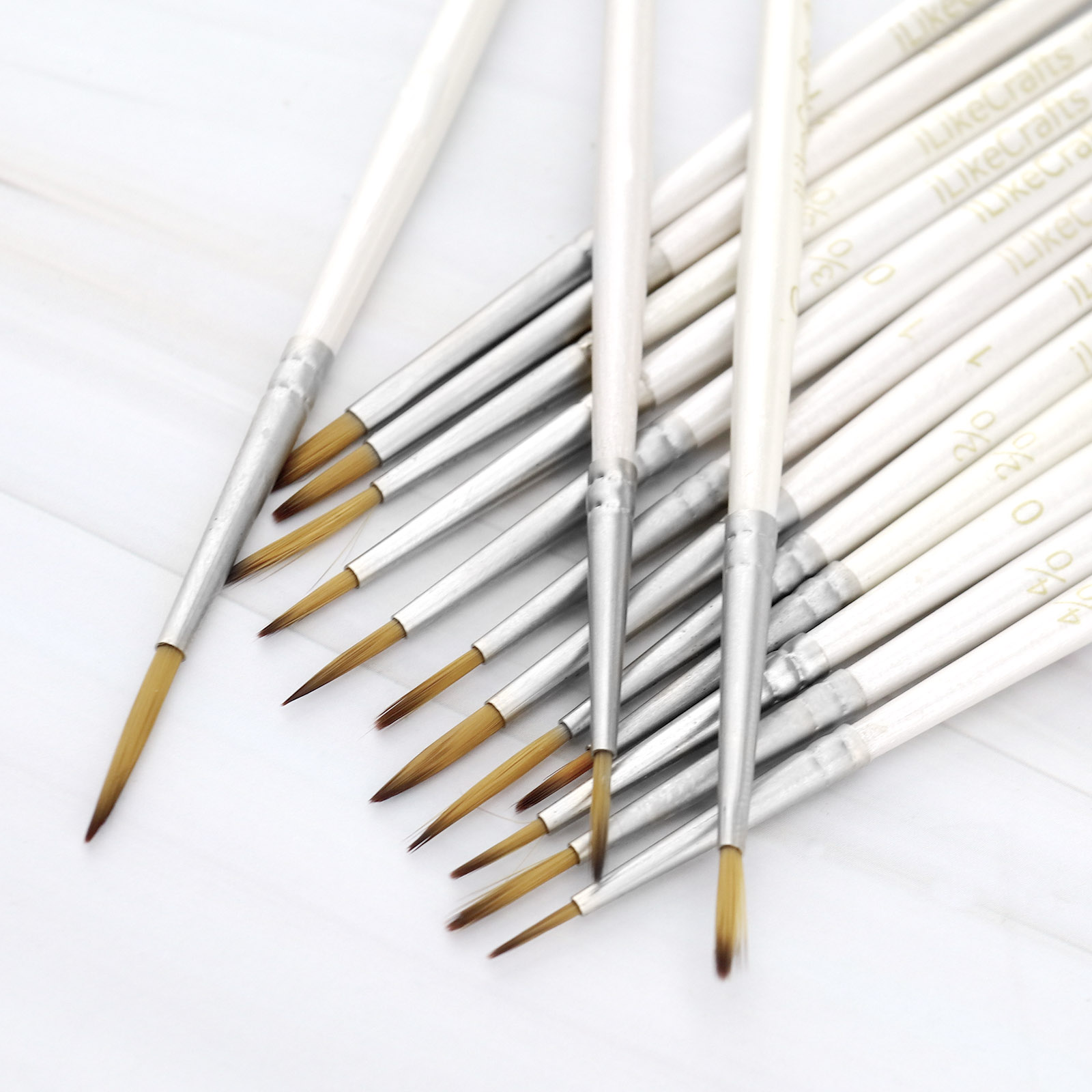 White Extra Fine Detail Paint Brush Set 15x Mini Detailing Painting