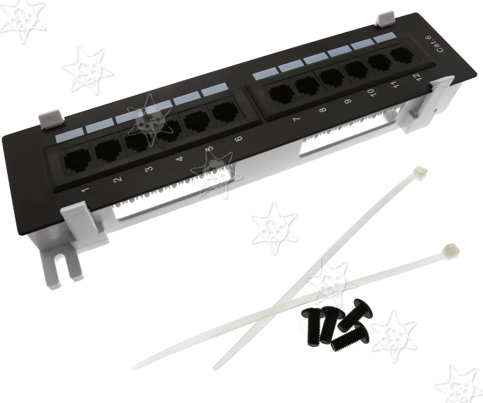 Cat6 FTP RJ45 Network Wall Mount Bracket Patch Panel 12 Ports
