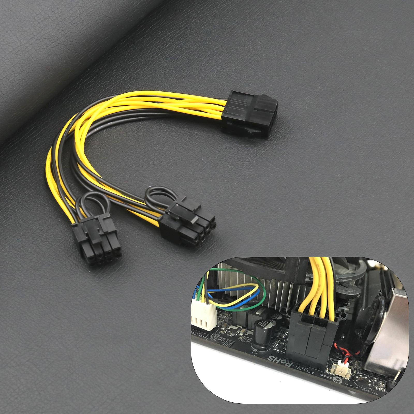 Computer Motherboard Graphics Power Cable 8 Pin Female to 2 Way 6 Pin Male eBay