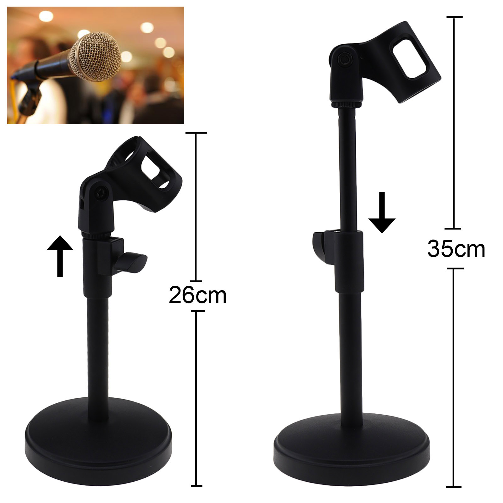 Mic Table Desk Microphone Round Base Stand Mount Holder For Desktop