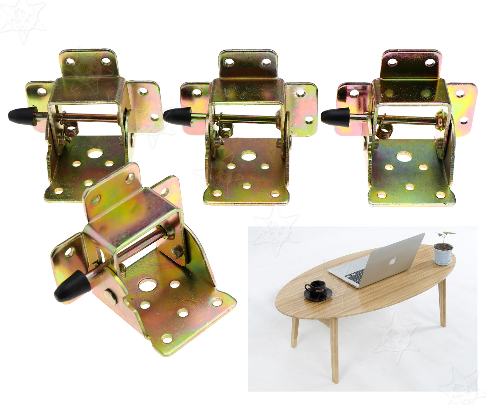 4Pcs Iron Self Locking Foldable Table Chair Legs Brackets Hinges