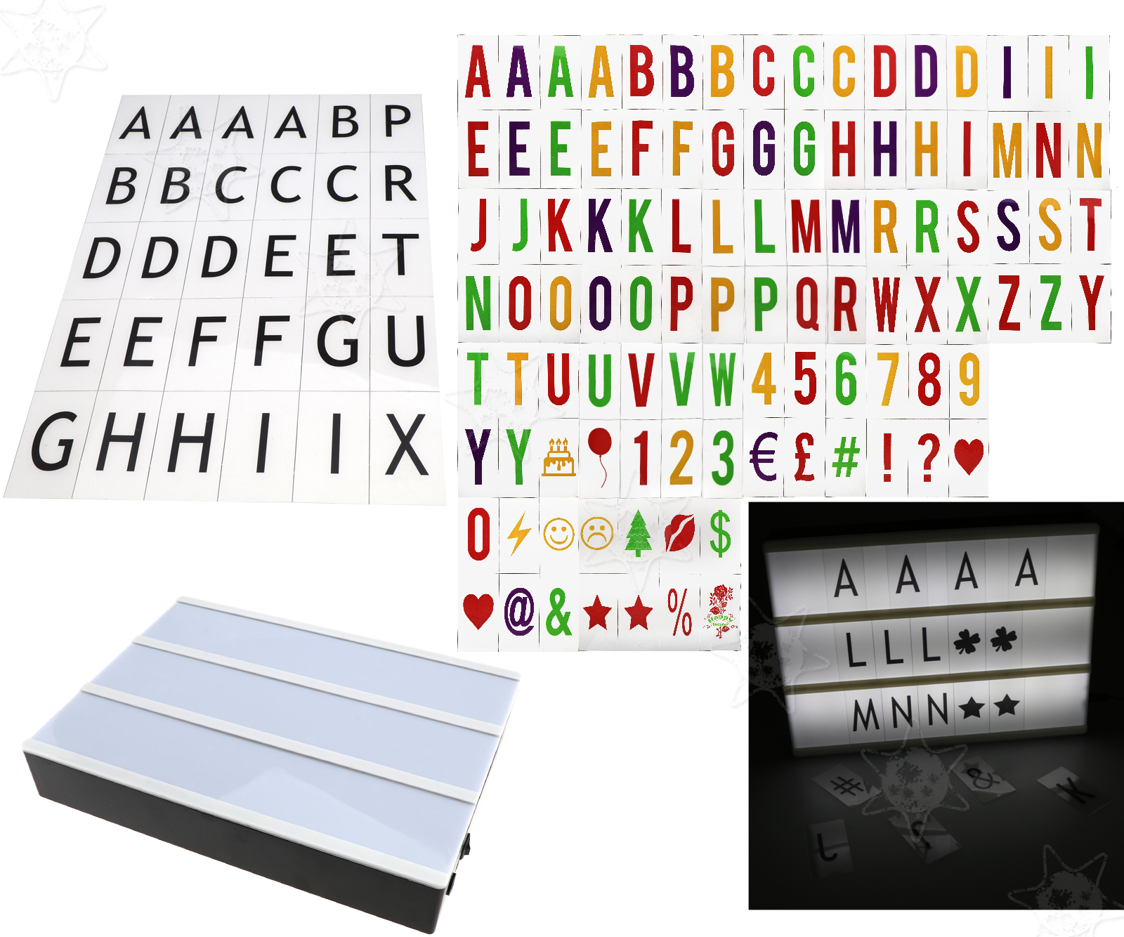 A4 Cinematic Light Up Sign Box Cinema LED Letter Lamp Home Party Wedding-gift