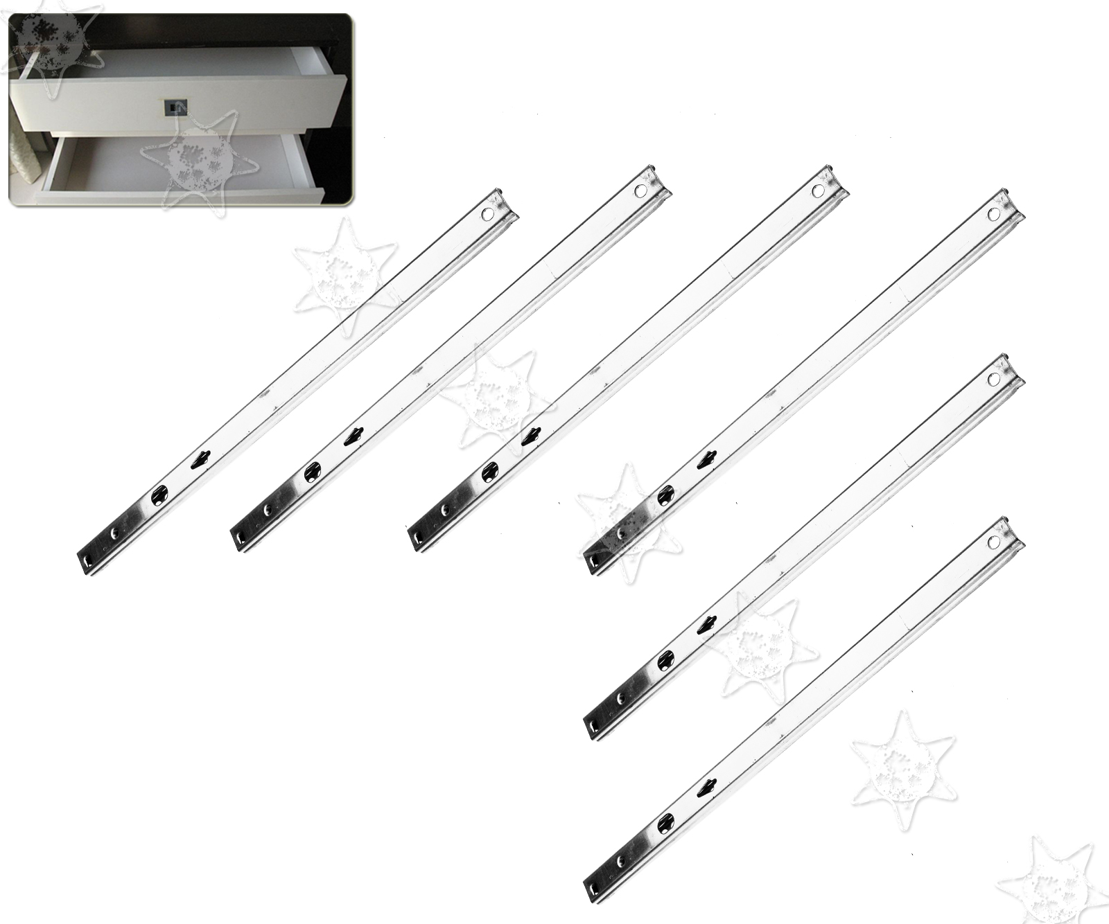 6PCS 30CM Smooth Drawer Tracker Slides Keyboard Runners Guide Rails