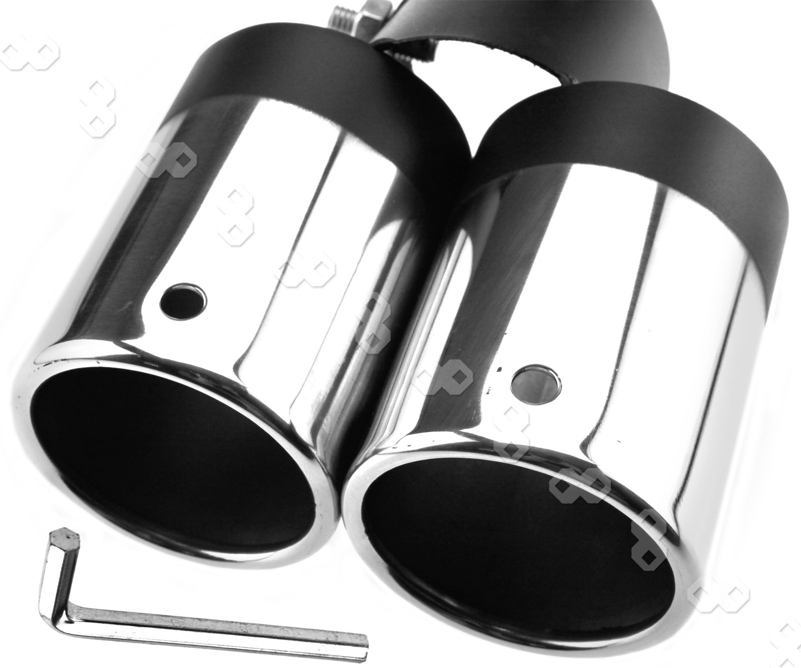 Dual Double Exhaust 60mm Stainless Steel Muffler Pipe Tip Chrome Tail