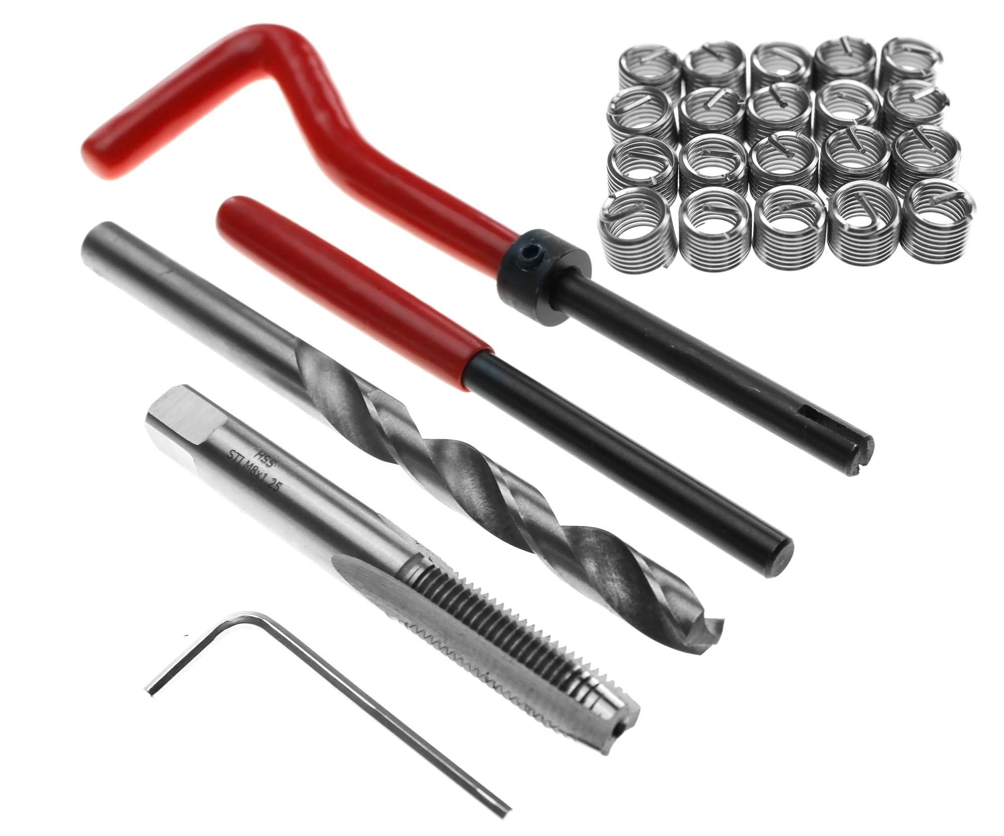 Universal 25Pcs/Set Metric Thread Repair M8x1.25 Car Coil Tool Insert