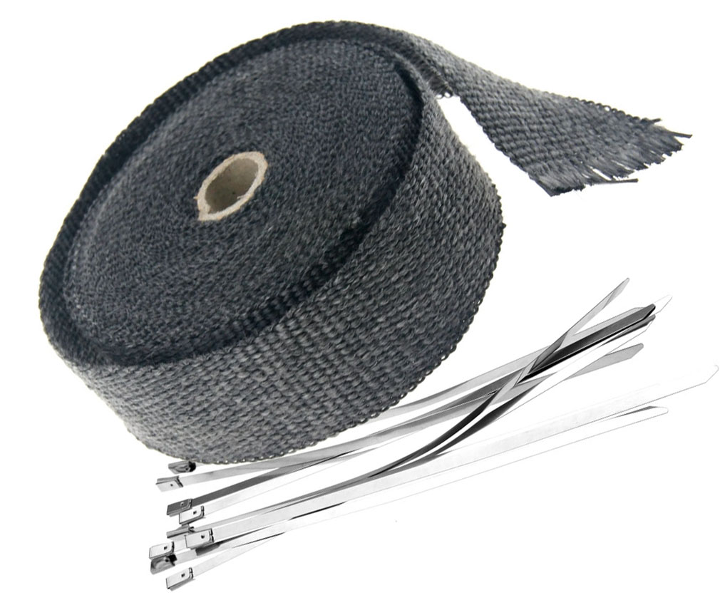 Schwarz Hitzeschutzband 30M Auspuffband mit Kabelbinder