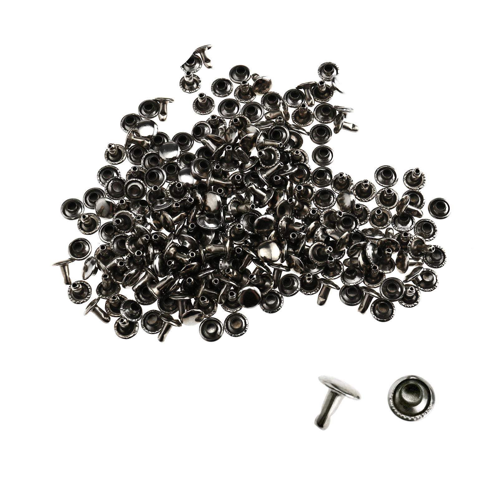 100 x Silver 8x8mm Metal Double Cap Tubular Rivets Leather Paper Craft