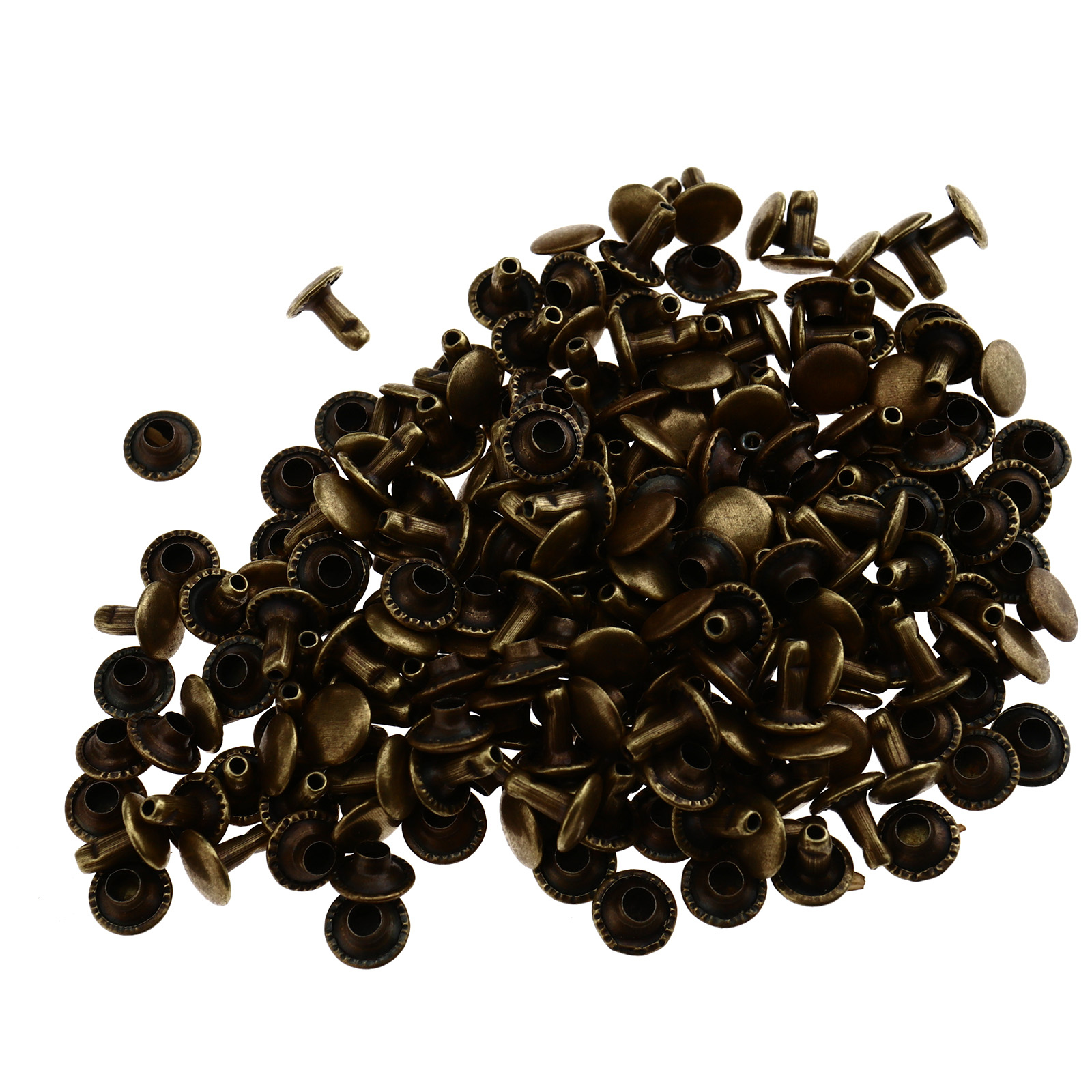 100 Bronze 10x10mm Metal Double Cap Tubular Rivets Leather Paper Craft