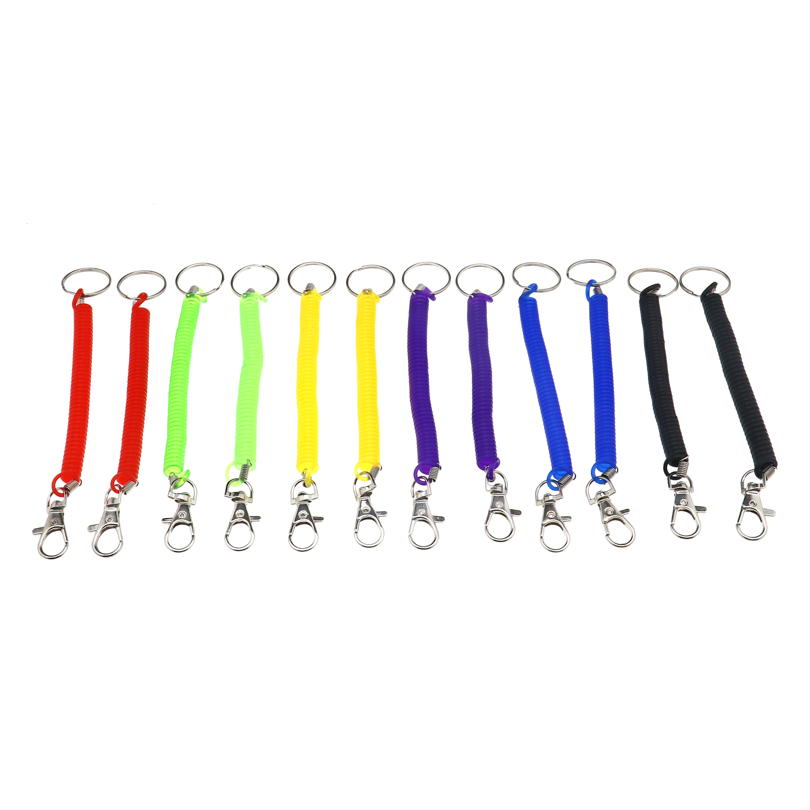 Durable Plastic Metal Clip Style Spring Key Chain Keyring 12PCS Key
