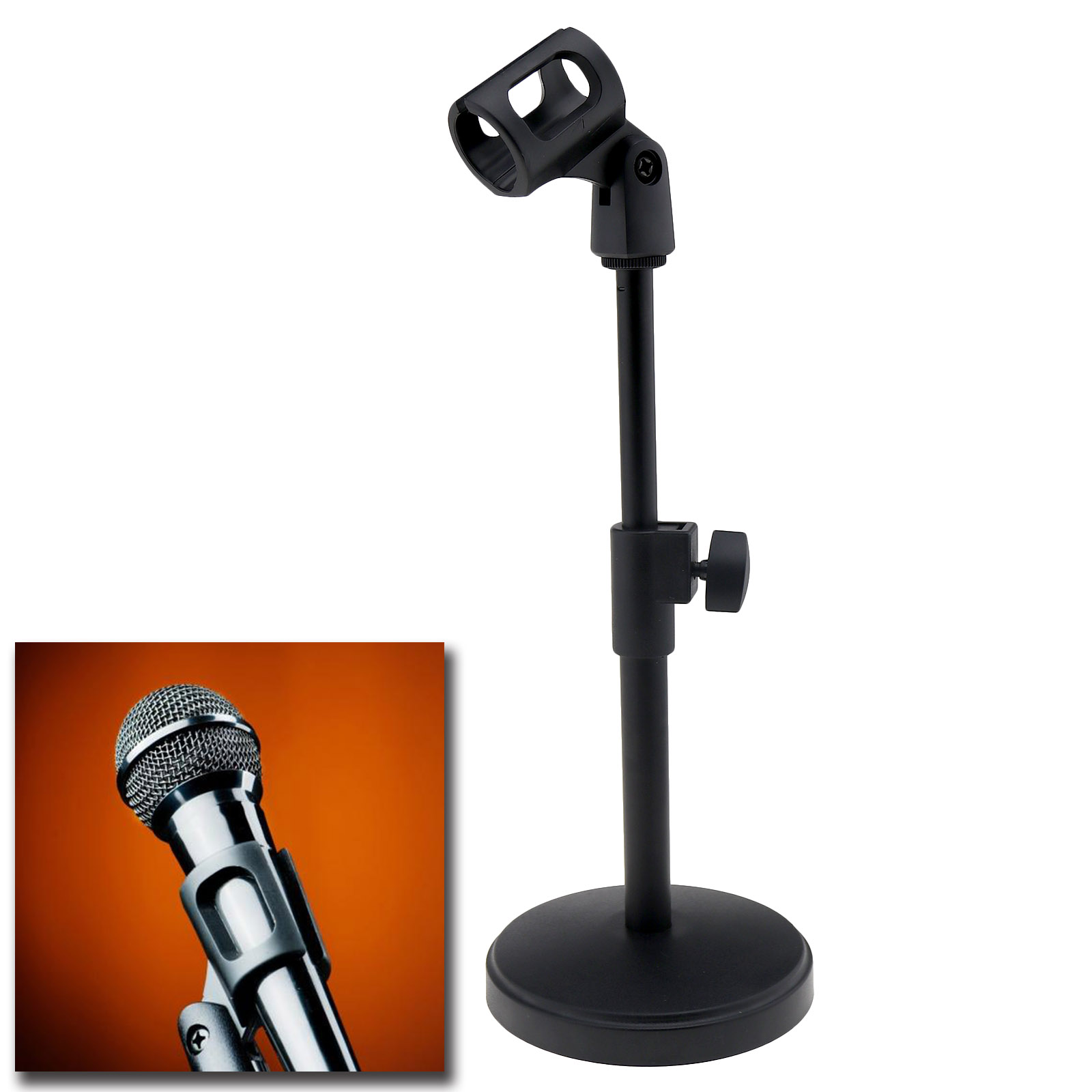 Mic Table Desk Microphone Round Base Stand Mount Holder For Desktop