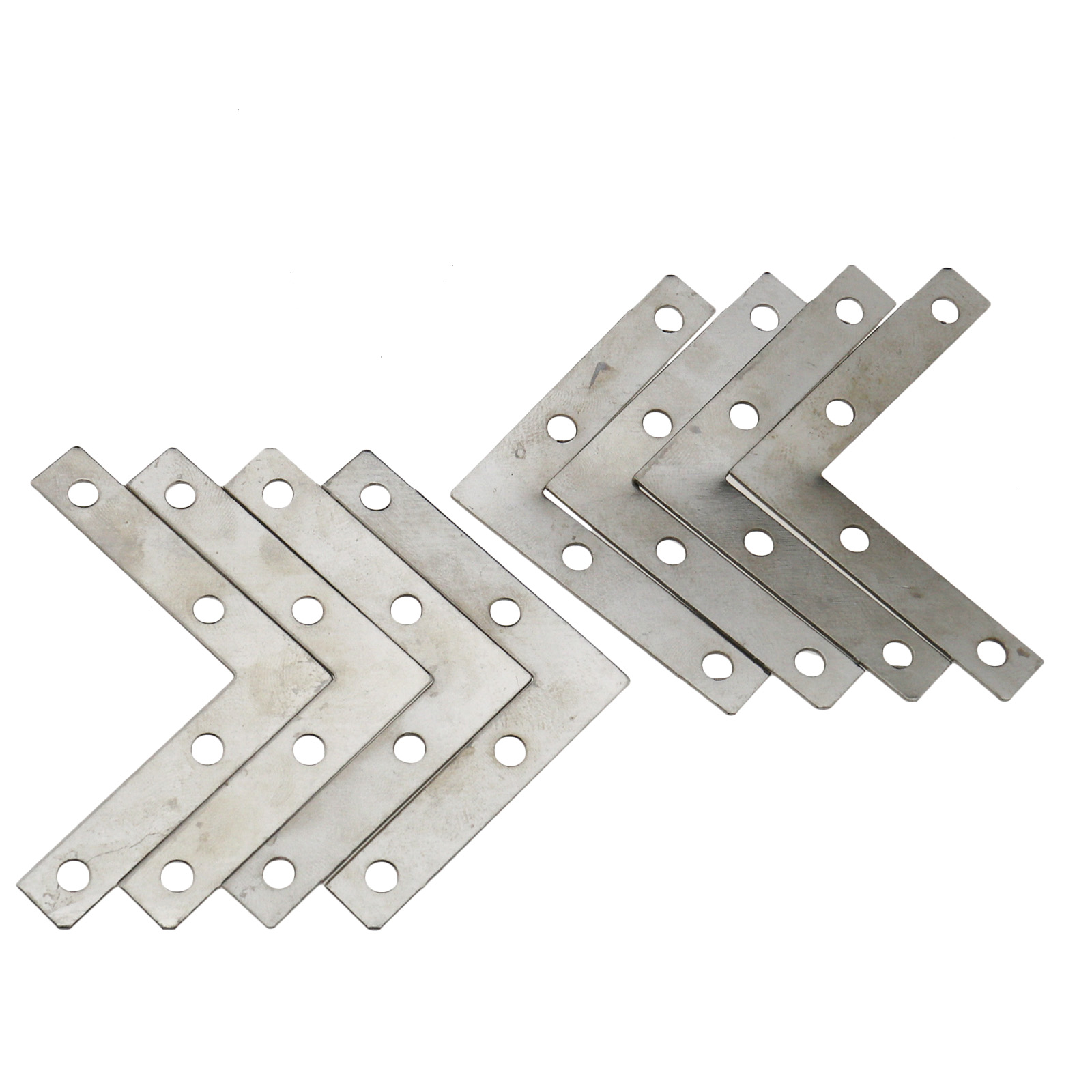 8 Pcs Flat Metal Corner Brackets Zinc Plated Steel Repair Wood Fix