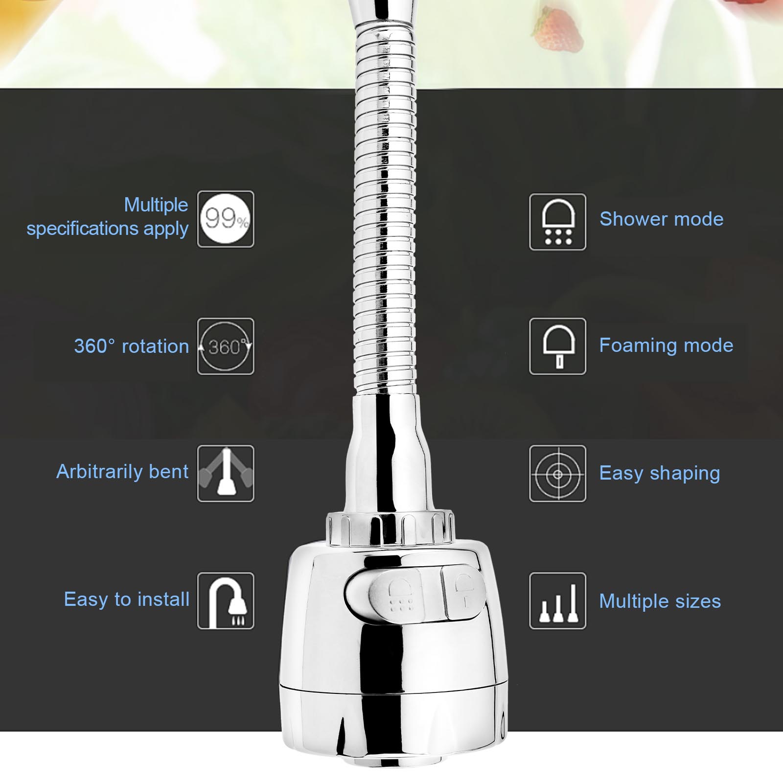 6Pcs Flexible Faucet Sprayer Extender Extension Diffuser Tap Kitchen