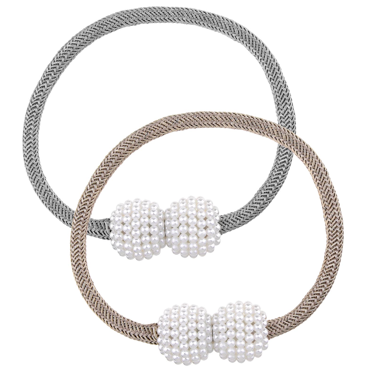 4pcs Living Room Curtain Pearl Tiebacks Set Curtain Hold Drape Tie