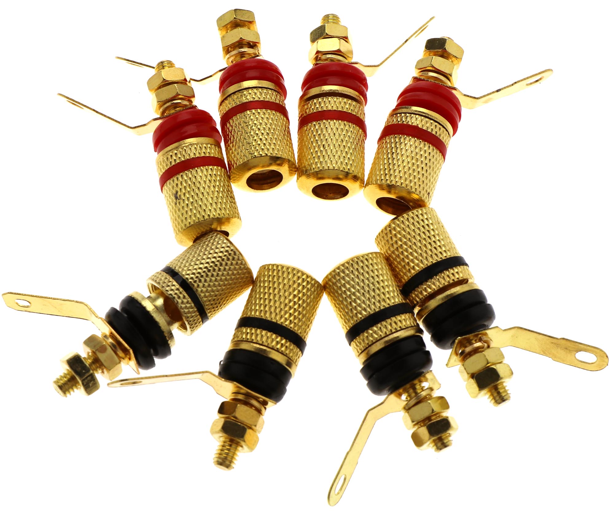 8Pc Gold Plated Speaker Spade Terminal Binding Post Banana Plug Socket