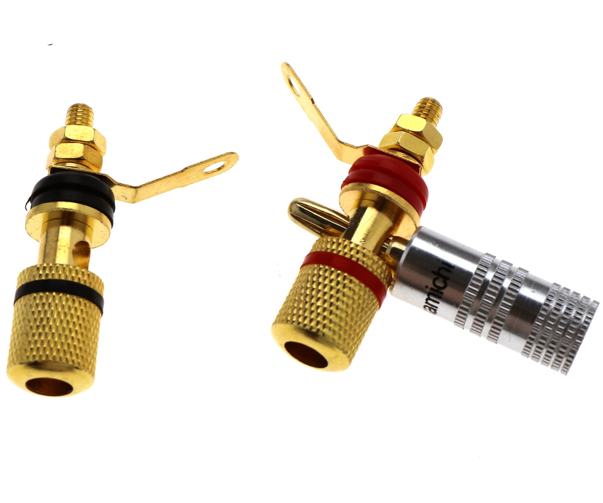 8Pc Gold Plated Speaker Spade Terminal Binding Post Banana Plug Socket