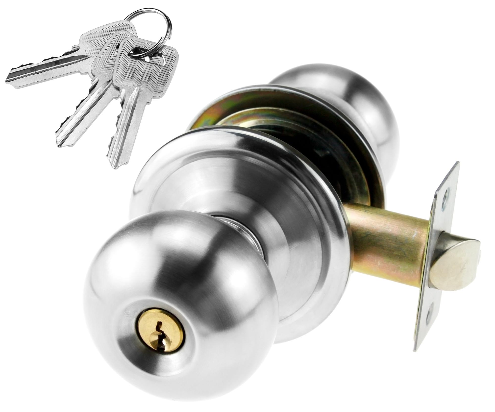 Ball Keyed Entry Door Knob Lock Set Cylindrical Entrance Lock With