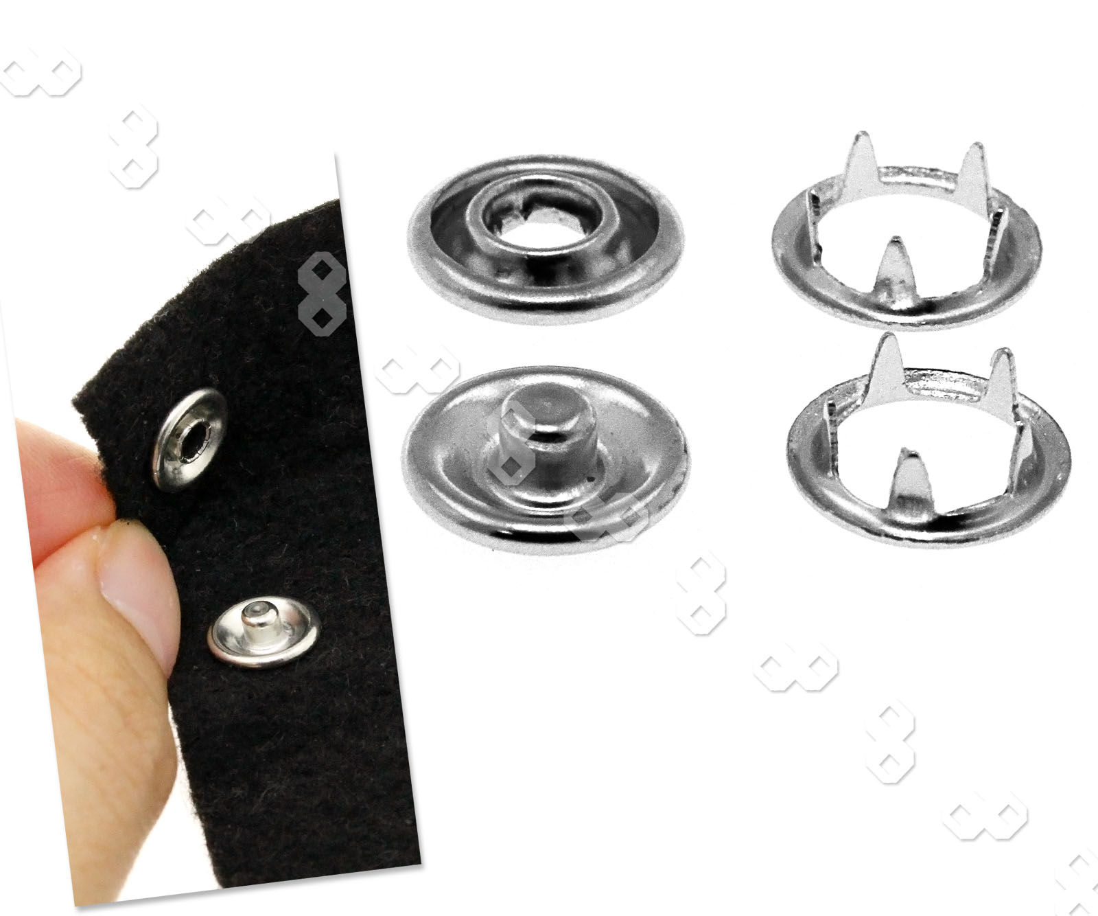 100 Sets Heavy Duty Snap Fasteners 9.5mm Press Studs Snaps Kit Buttons 735548282082 eBay