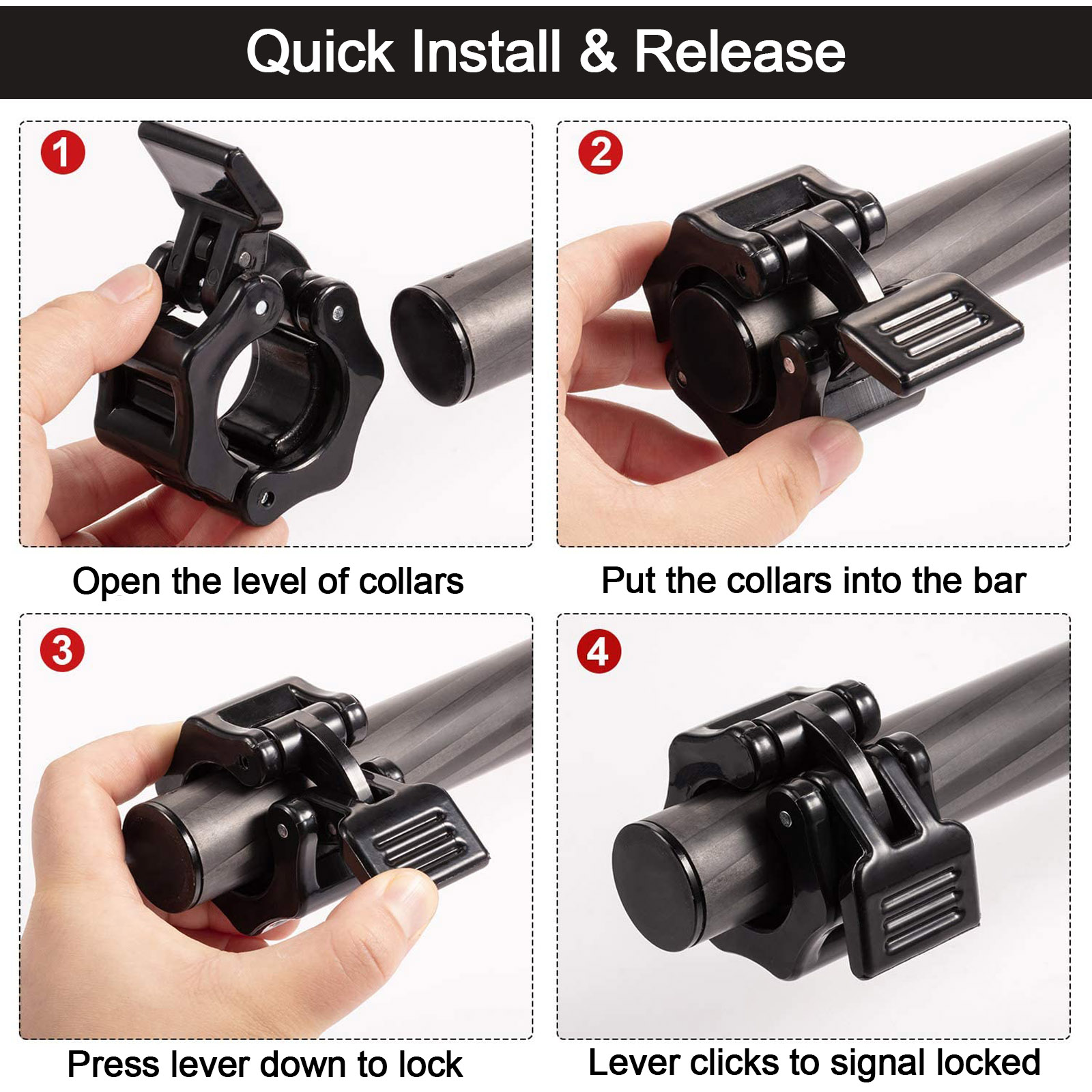 4PCS Barbell Spring Clip Barbell Clamps NonSlip 1 Inch for Strength