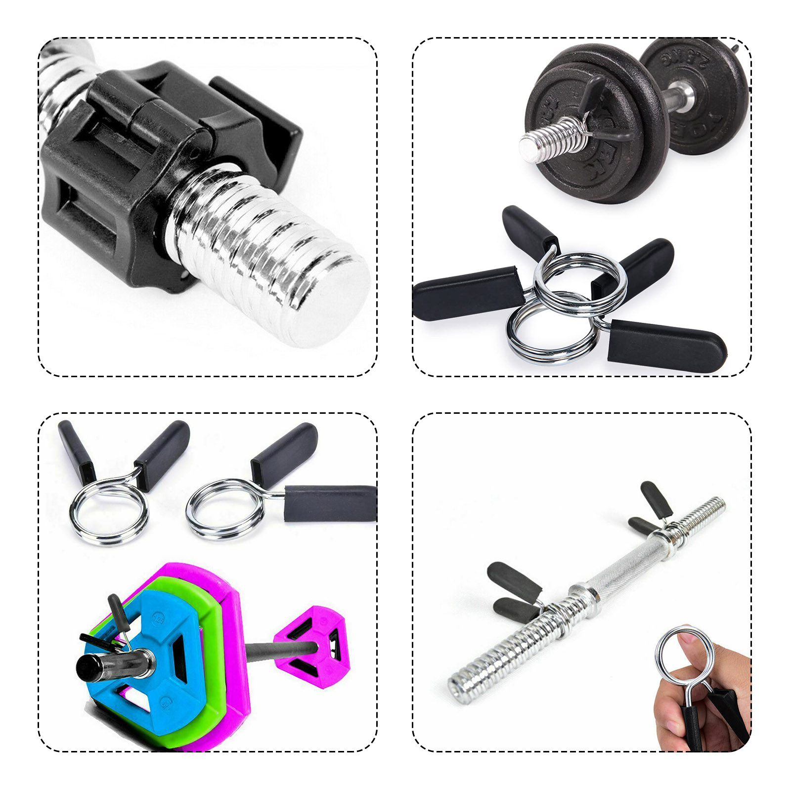 4PCS Barbell Spring Clip Barbell Clamps NonSlip 1 Inch for Strength