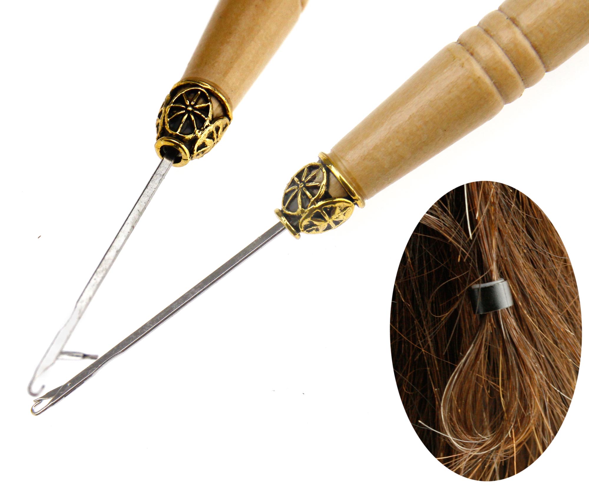 Hair Extension Kit Metal Pliers and Pull Hook with 100pc Micro