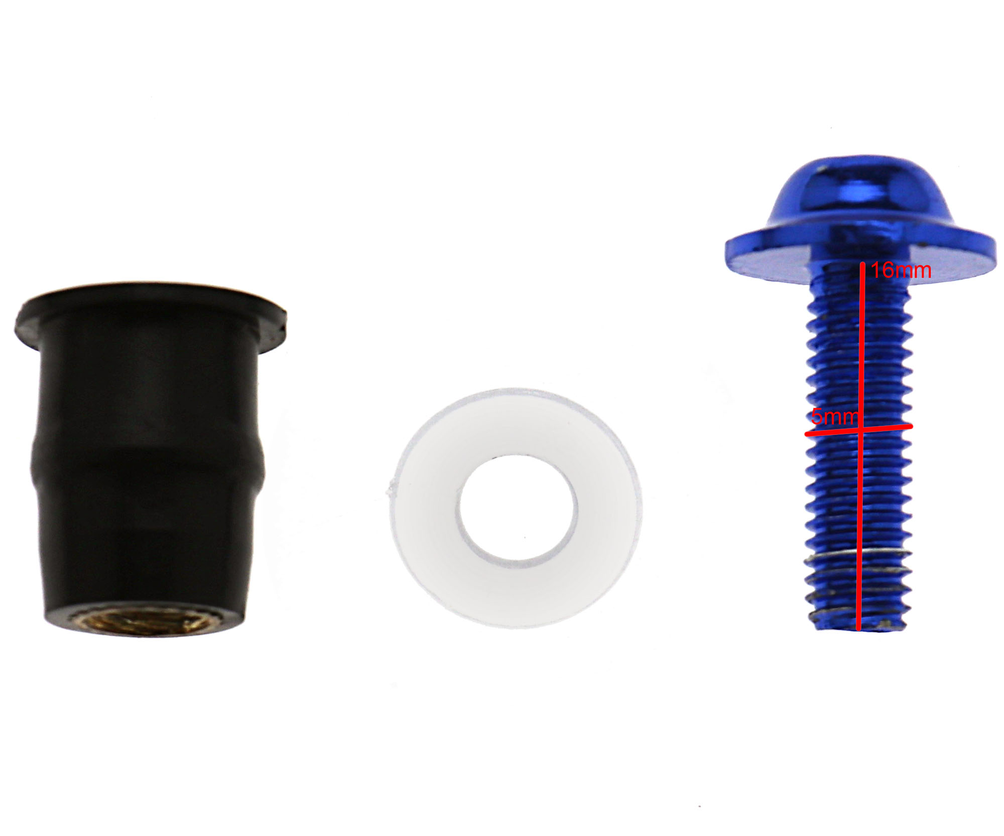 10 x Motorcycle Windscreen Windshield Screen Fairing Well Nut Bolt Screw M5x16mm