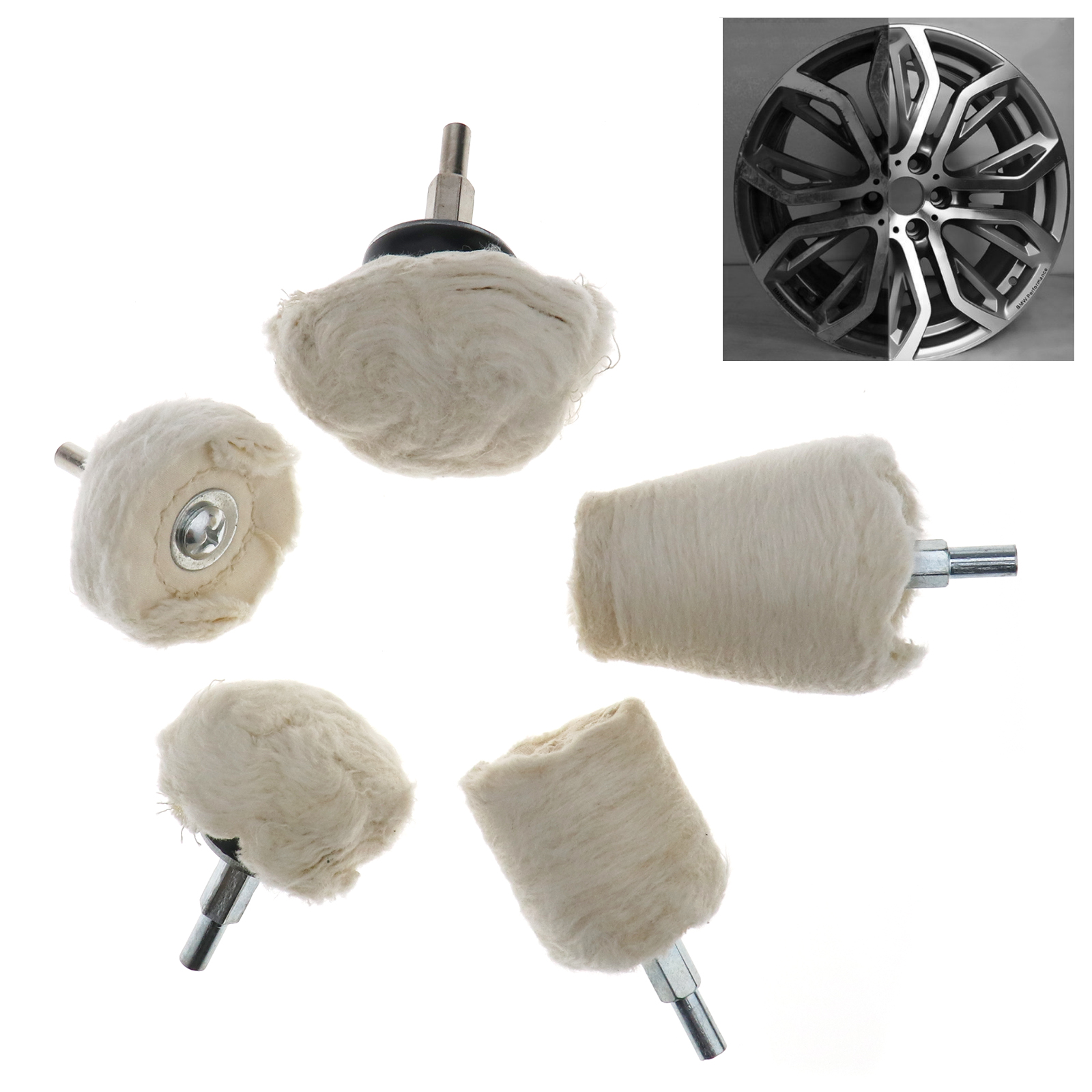 WS Cotton Polishing Buffing Pad Mop Wheel Drill For Motorcycle Bike 4