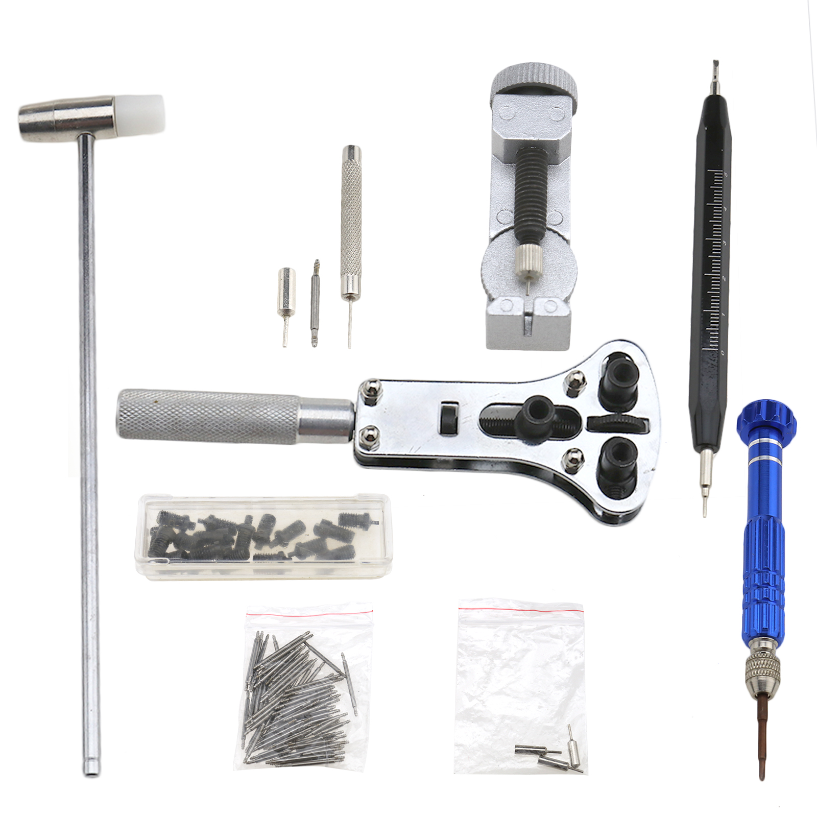 Watch Repair Kit Professional Spring Bar Tool Set 144pcs Hammer Link