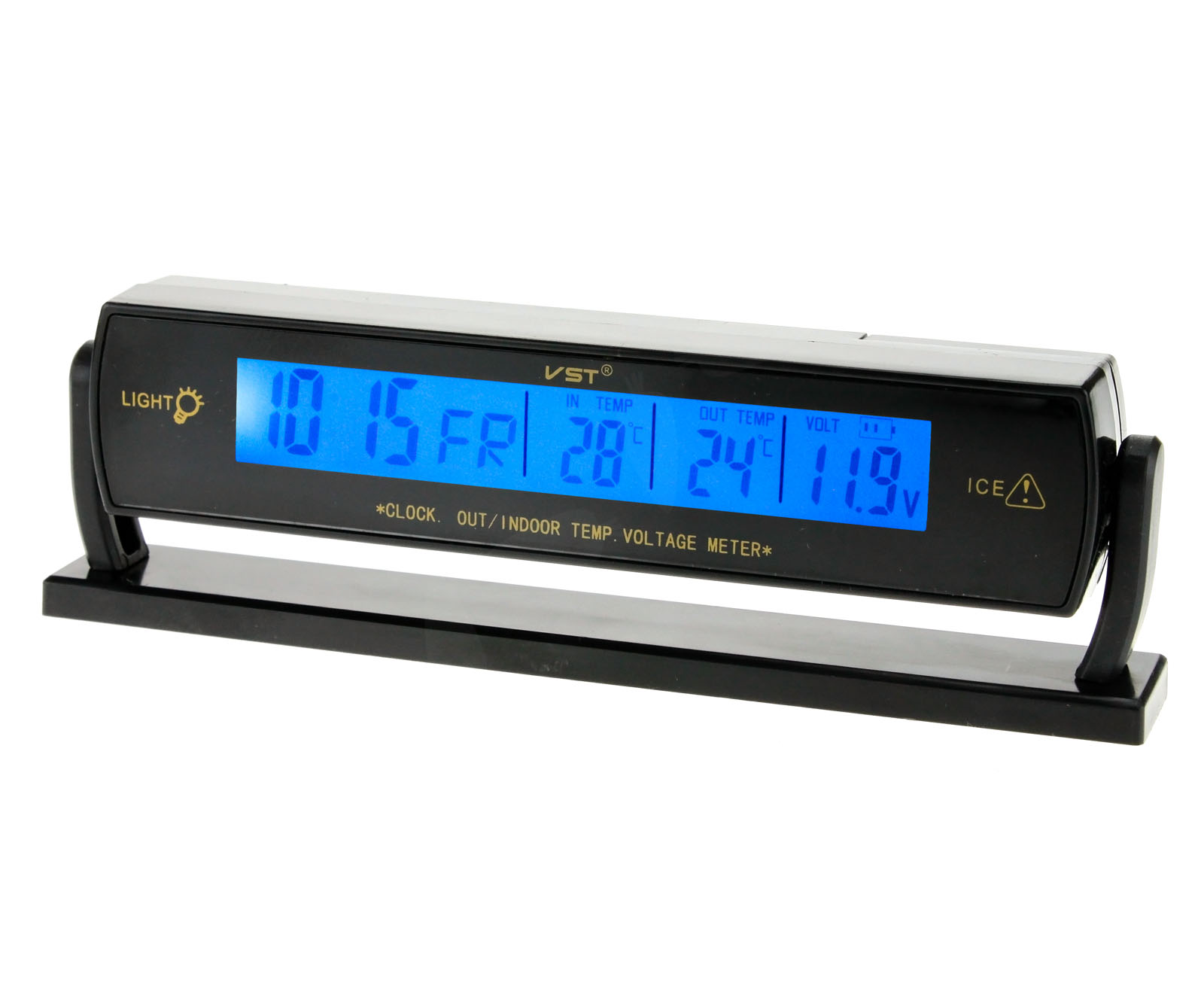 Auto Car Temperature Voltage Clock Digital LCD Thermometer Meter Monitor Alarm P
