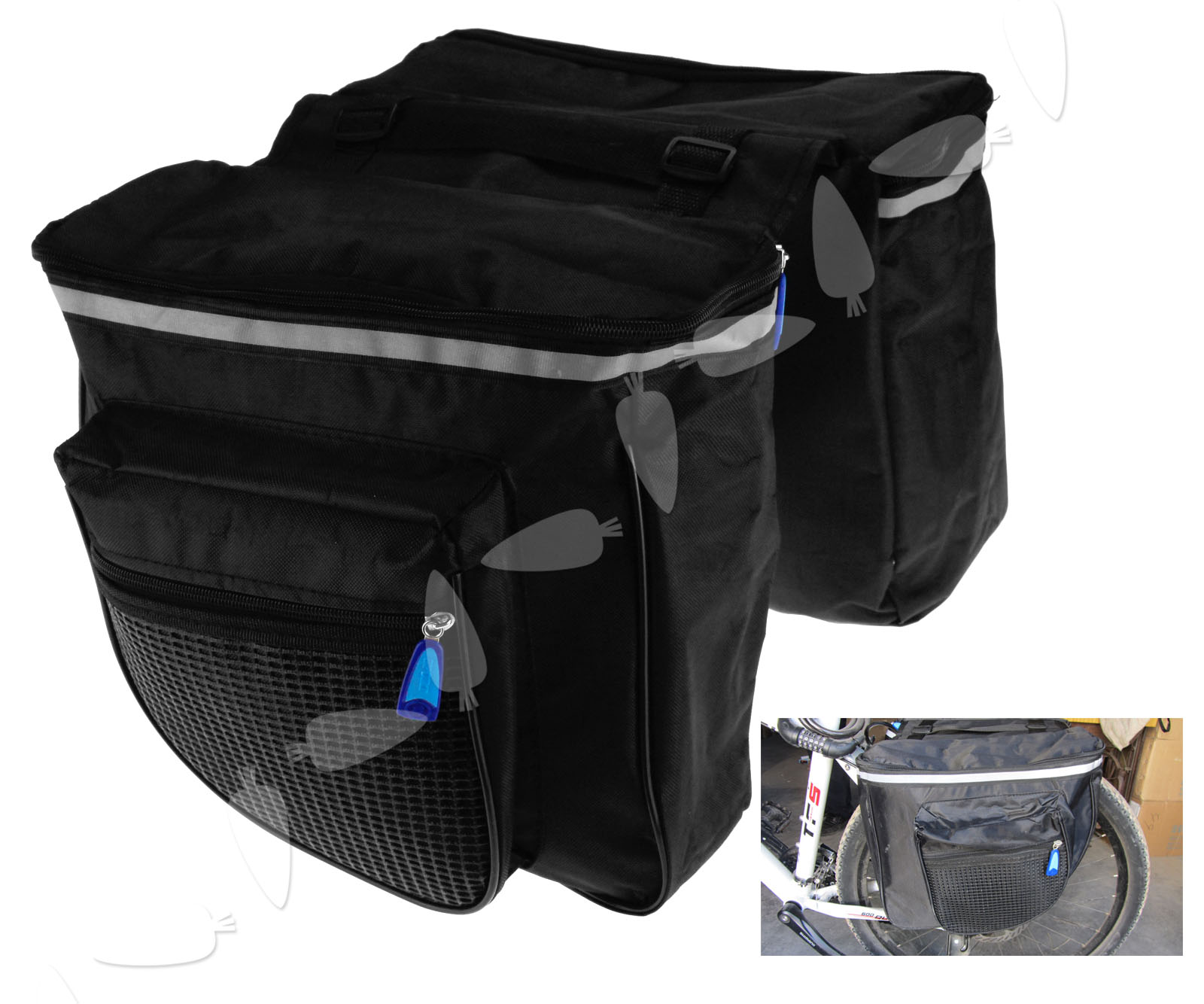 Bicycle Scooter Bike Rack Back Rear Seat Tail Carrier Double Pannier Bag
