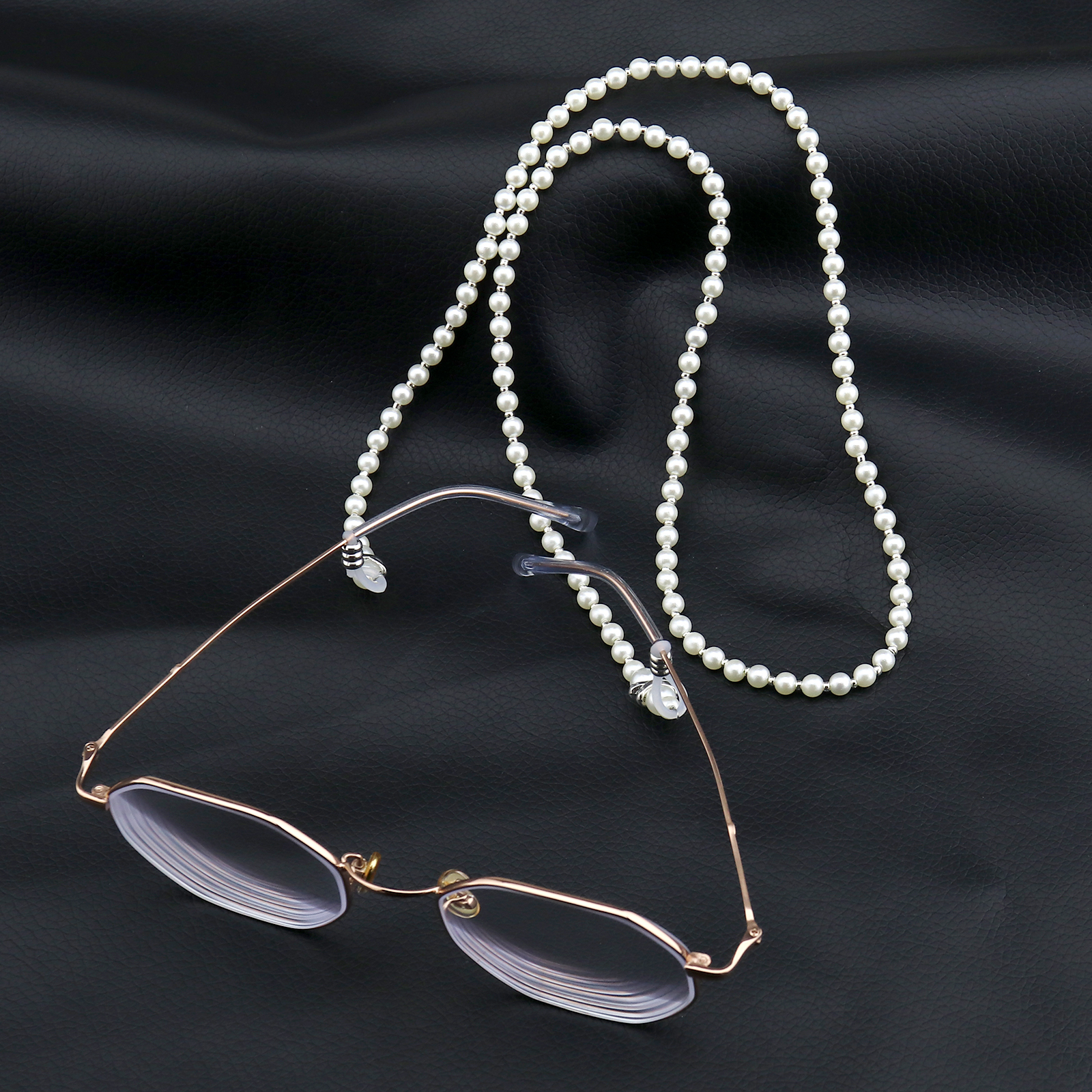 2x Purple White Pearl Beaded Sunglass Eyeglasses Chain Rope Antislip