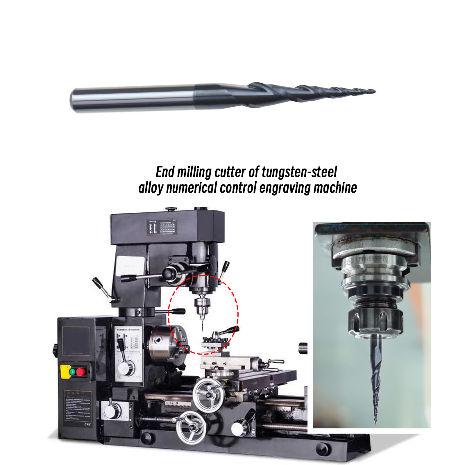 XCAN End Mill 2 Flute Micro Ball Nose End Mill R0.1-R0.5 TiCN Coated Carbide Milling Cutter CNC Machine Router Bit - 1420