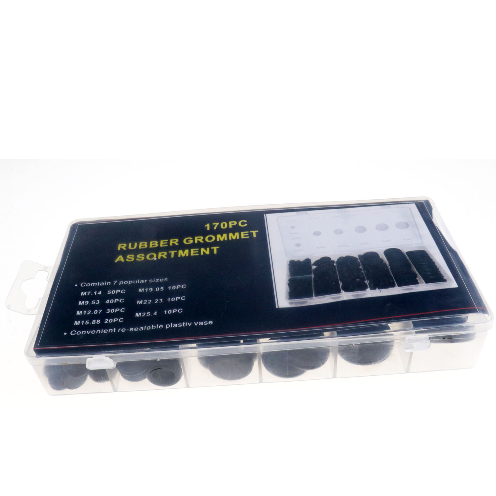170Pcs//Box Rubber Grommet 7 Common Sizes Firewall Hole Plug Set Re-sealable Hot