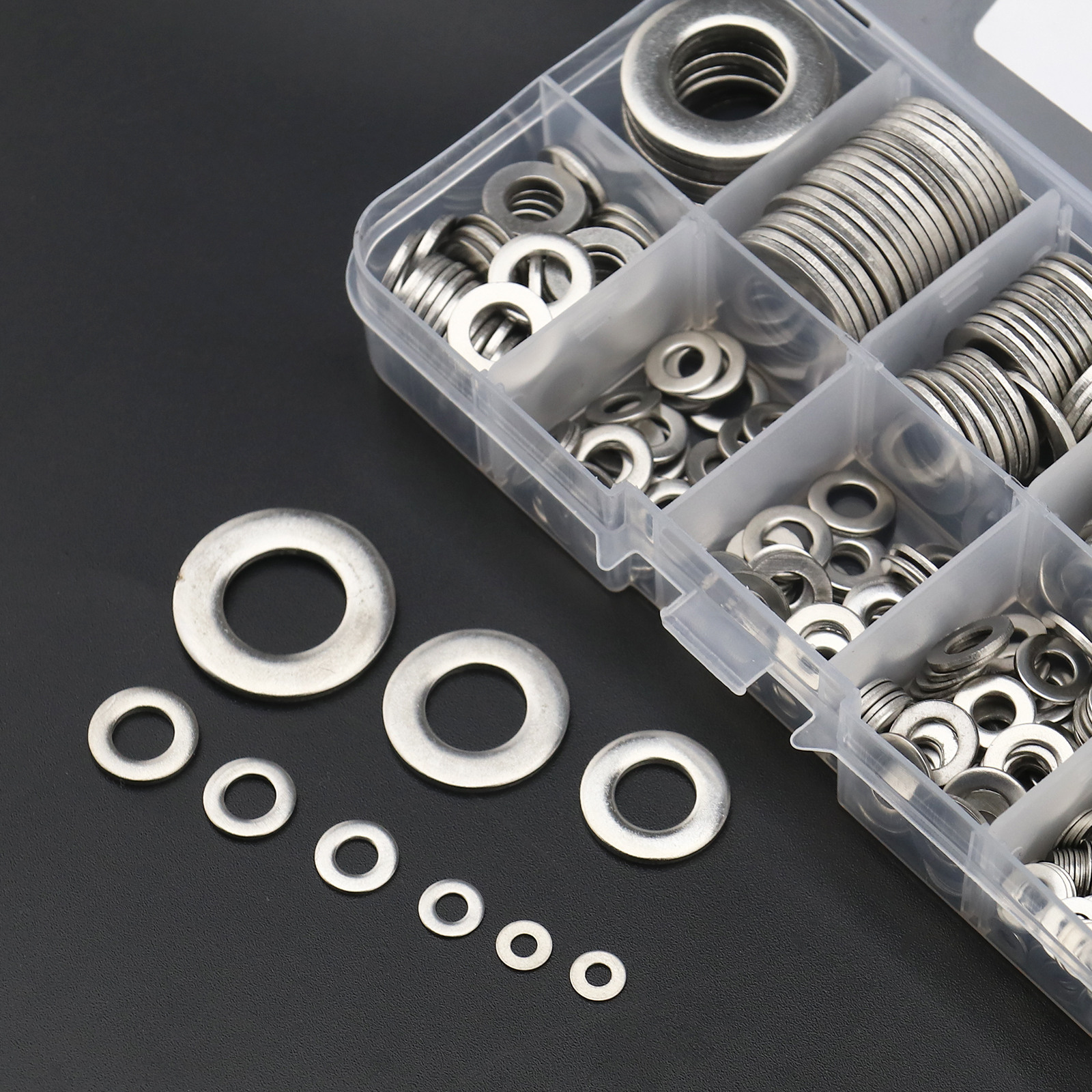 580pcs Set 304 Stainless Steel Assorted Washers Metric Flat Washer Tool
