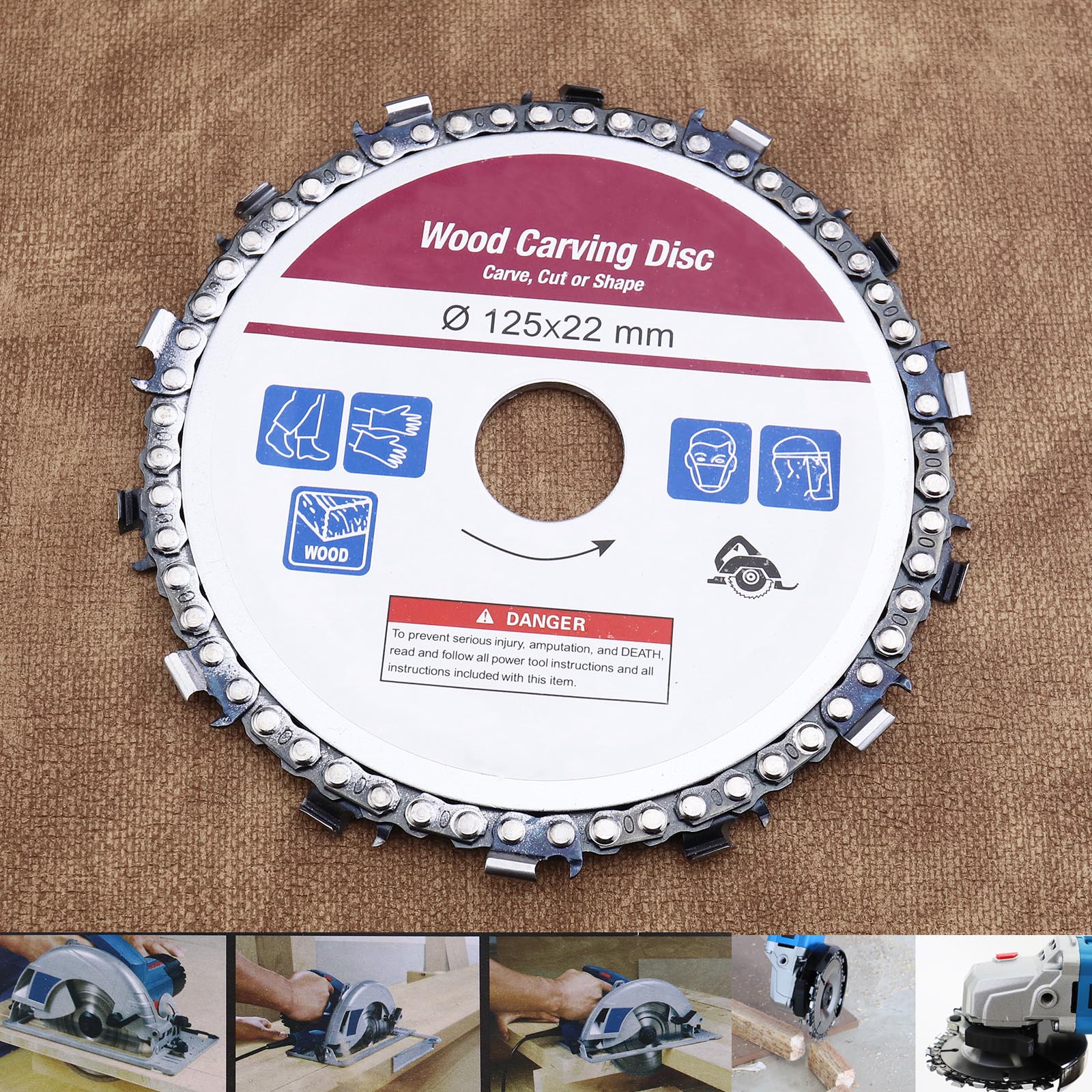 5 inch 14 teeth Wood Carving disc 22 mm Grinder Chain Disc 7/8 "Arbor