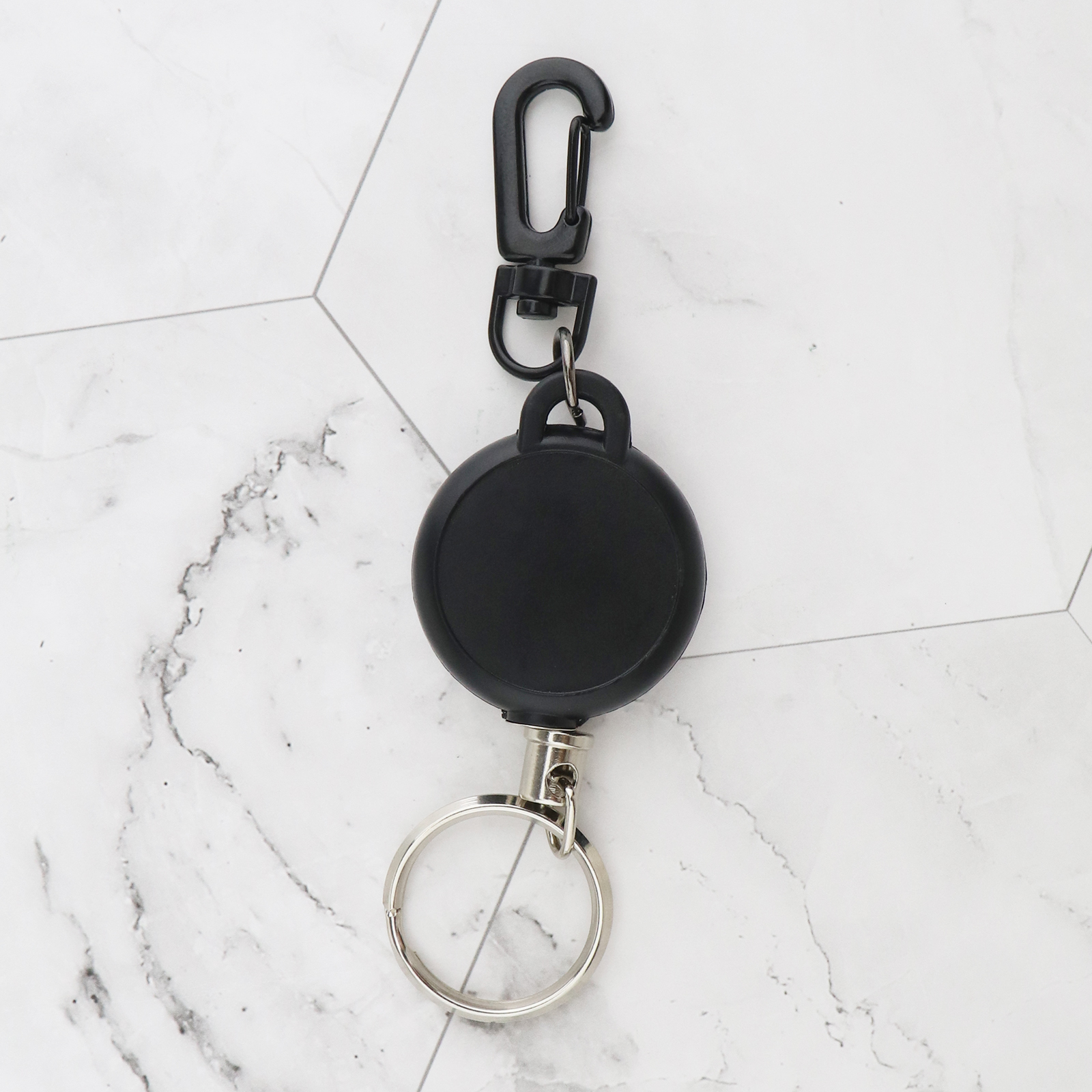Heavy Duty Retractable Stainless Black Keyring Pull Ring Key Chain Recoil eBay
