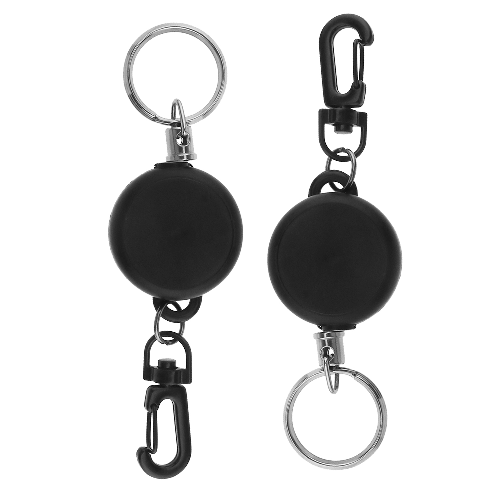 Heavy Duty Retractable Stainless Black Keyring Pull Ring Key Chain Recoil eBay