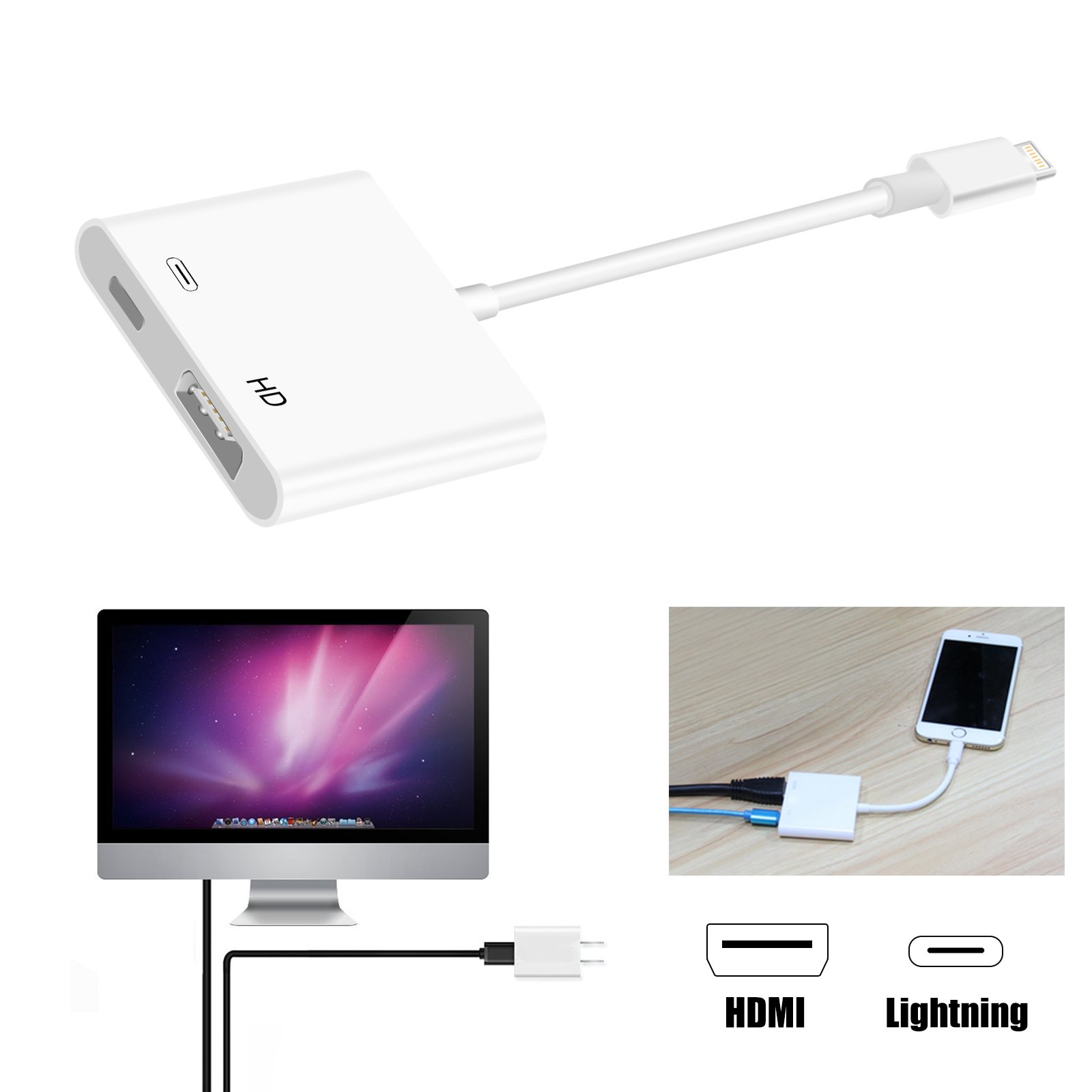 to Digital AV TV HDMI Cable Adapter For iPad Air Pro iPhone 6 7 8X