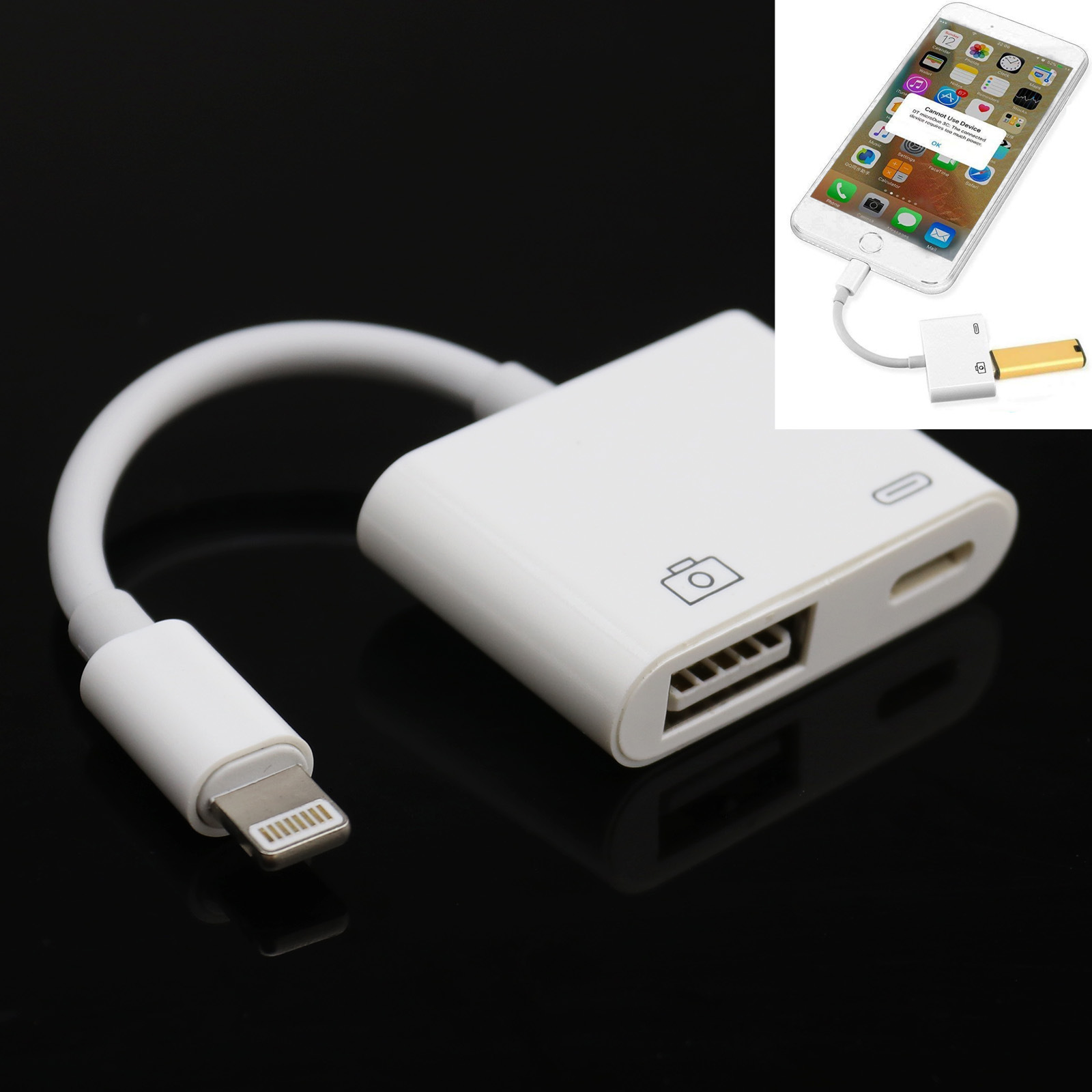 For iOS 9.3 iPhone 6 7 8 iPad Lightning to USD Camera Reader Adapter ...