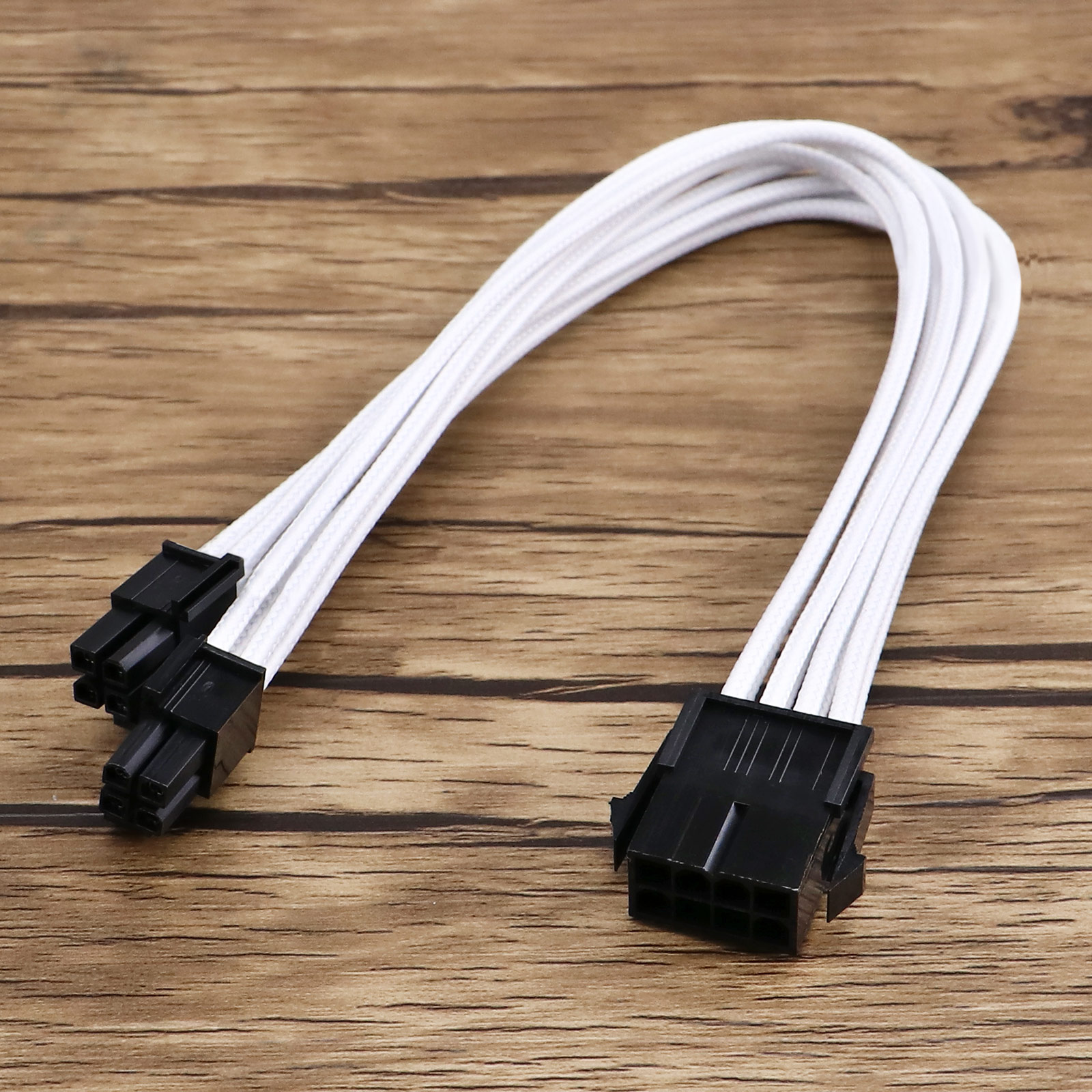 8 Pin PCI-E GPU Black White Sleeved Extension Cable 30cm Shakmods 2 Cable Combs