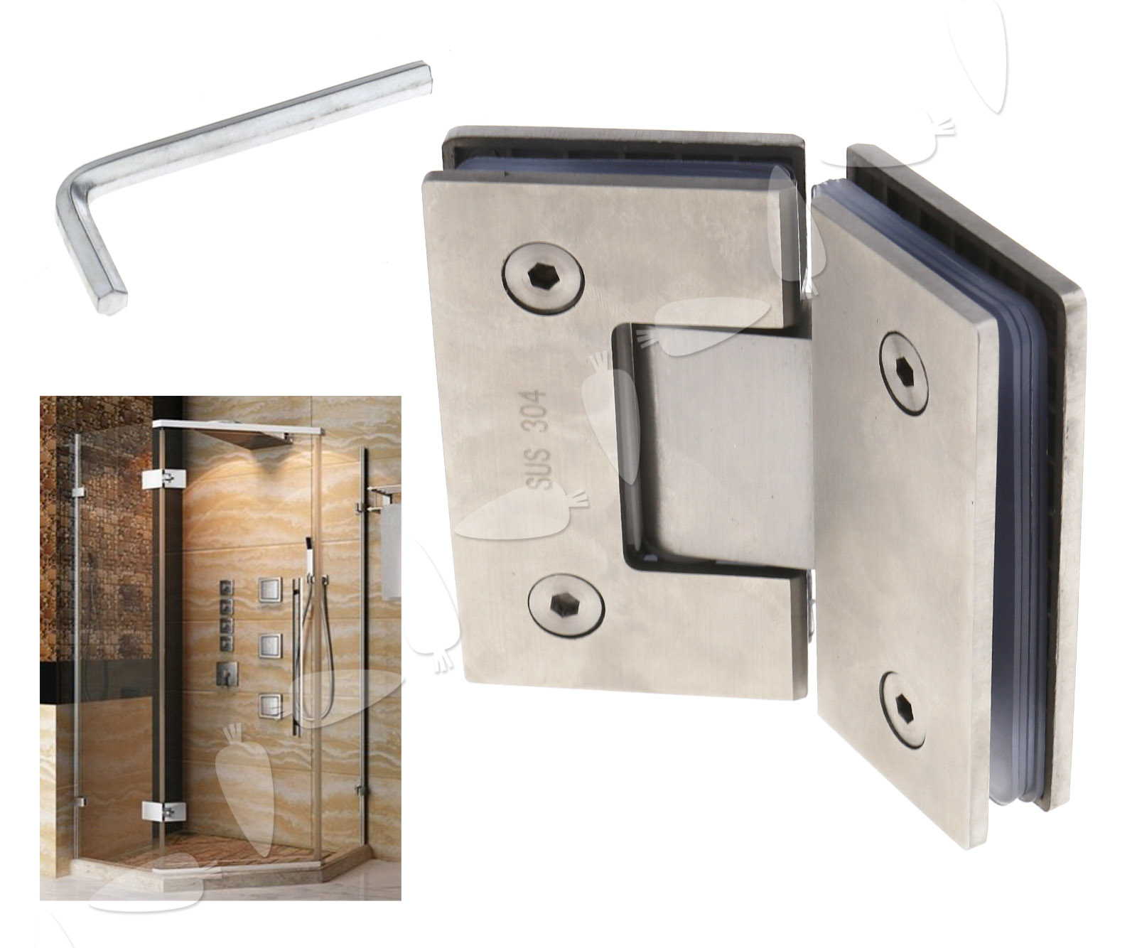Glass Hinges 135º For Cabinet Inset Shower Door Polished Chrome Glass Hinges 135º For Cabinet Inset Shower Door Polished Chrome Plated Bracket